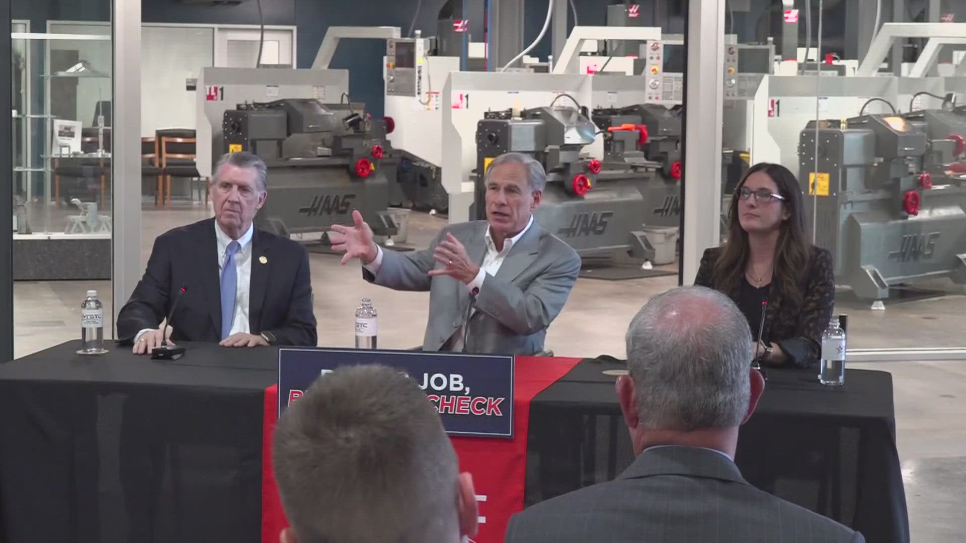 Gov. Greg Abbott held a press conference at the event to celebrate the many manufactures in Texas.