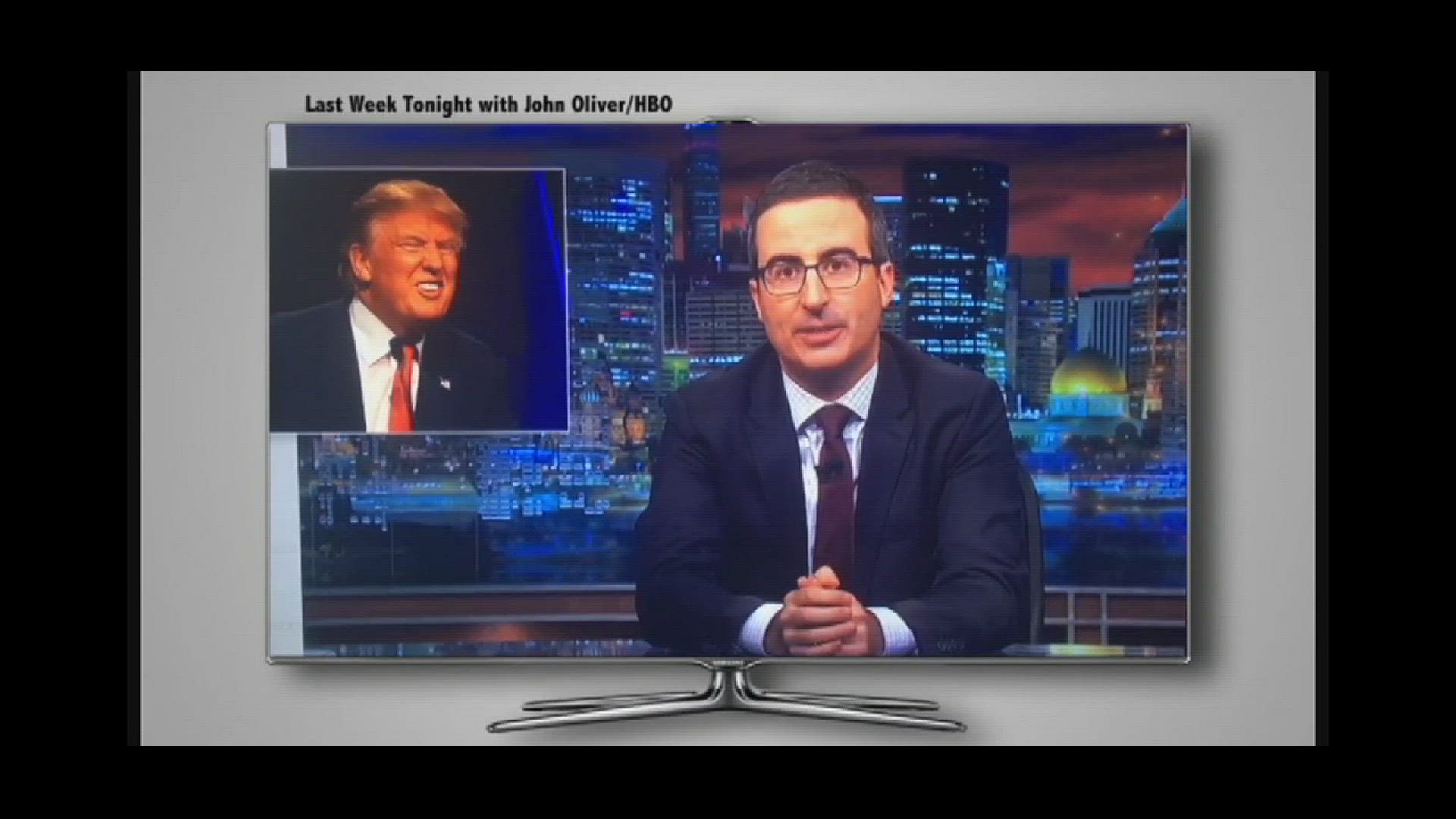The British comedian featured a clip from Channel 6 on the Nov. 6 episode of his weekly program "Last Week Tonight."