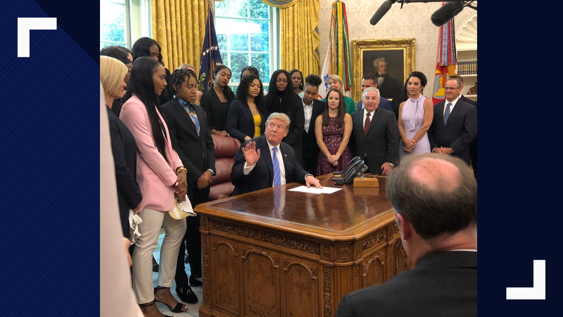 It was a historic day for the Baylor Lady Bears as it became the first basketball team to receive its own celebration under President Donald Trump. The team met with the president Monday afternoon.
