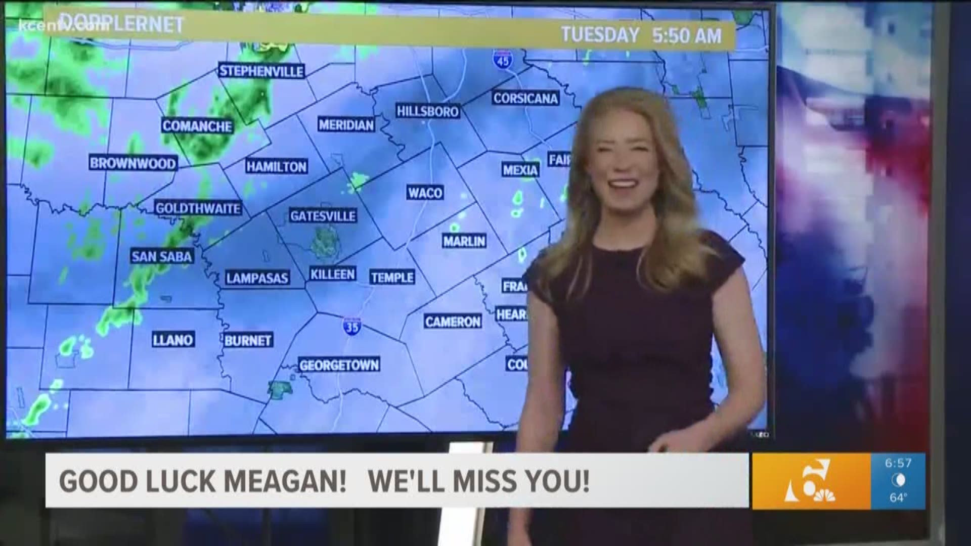 Help us wish Meagan Massey luck as she makes her way to San Antonio where she'll forecast the weather at KENS! We'll miss you, Meagan!