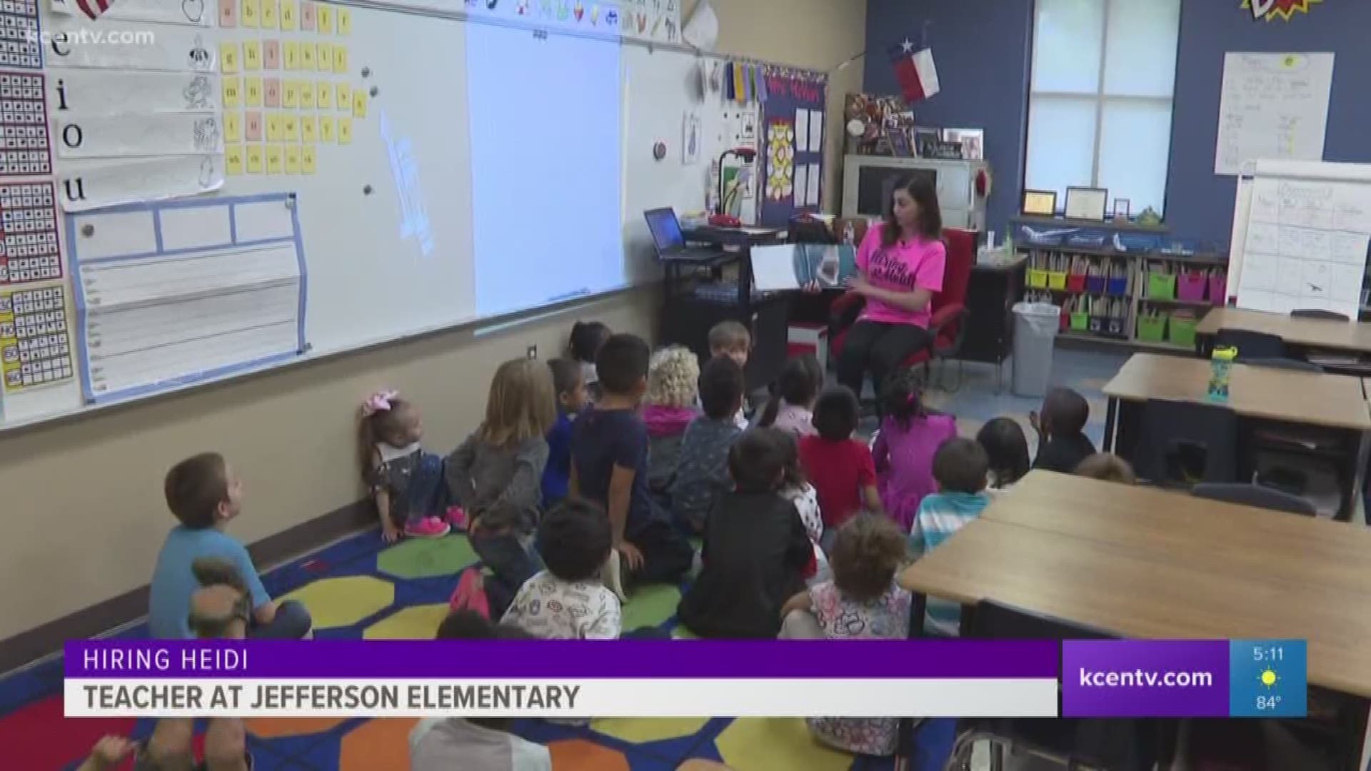 Heidi went back to the classroom and spent the day as a teacher at Jefferson Elementary School.