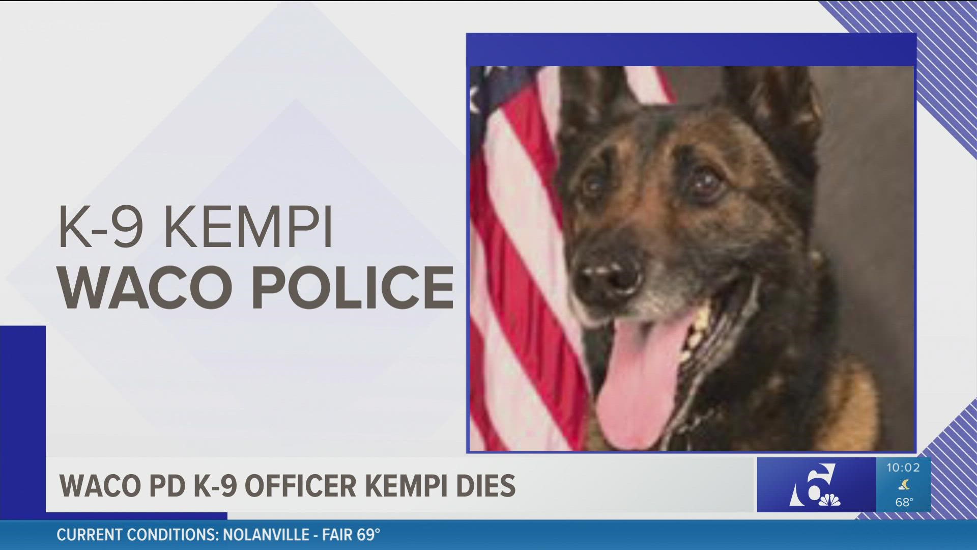 The Waco Police Department will be hosting a private funeral on Dec. 16 for K9 Kempi.