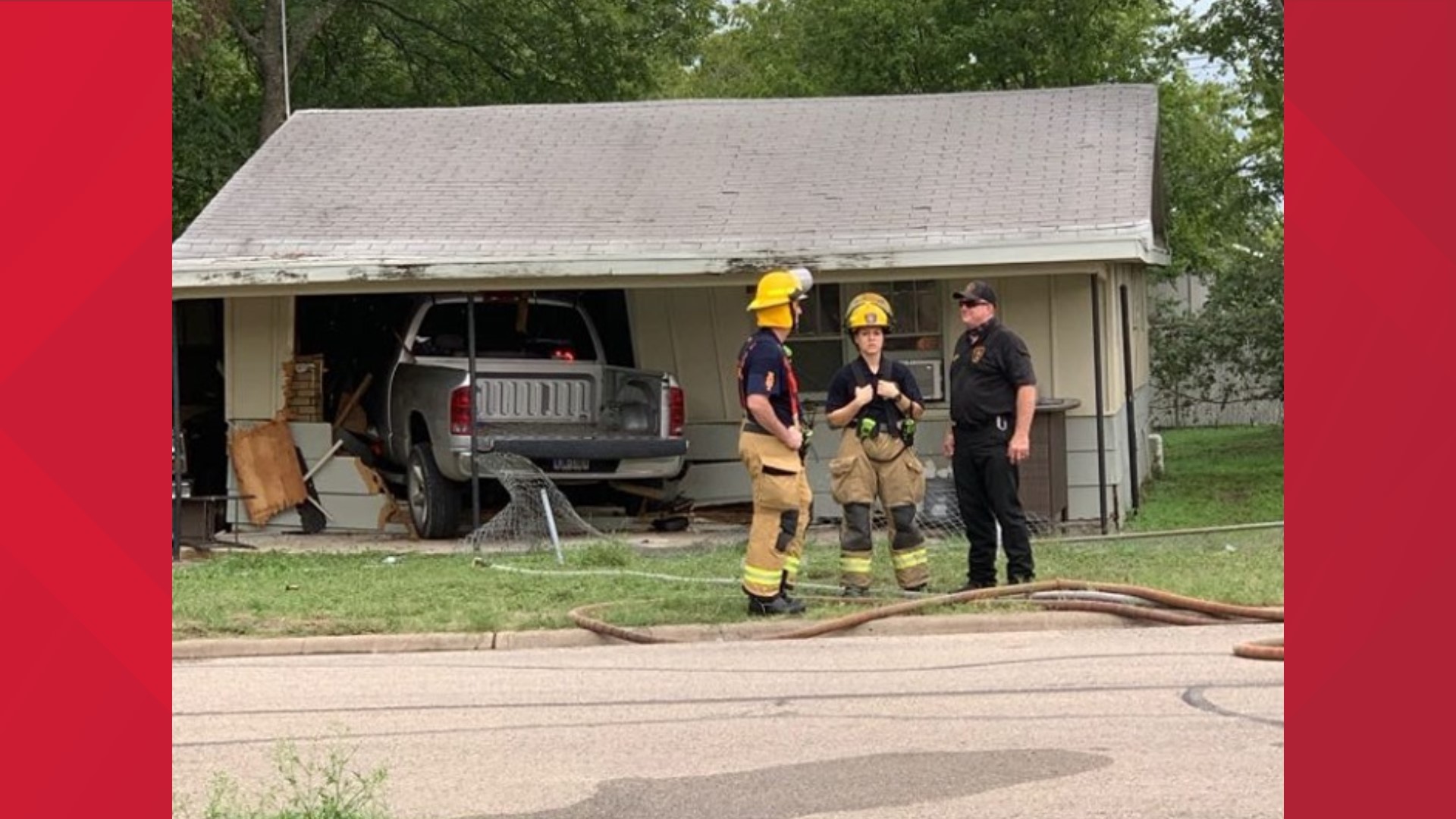 Police say the driver of a pickup truck has died after his vehicle left the roadway, hit a telephone pole and ended up crashing into a house.