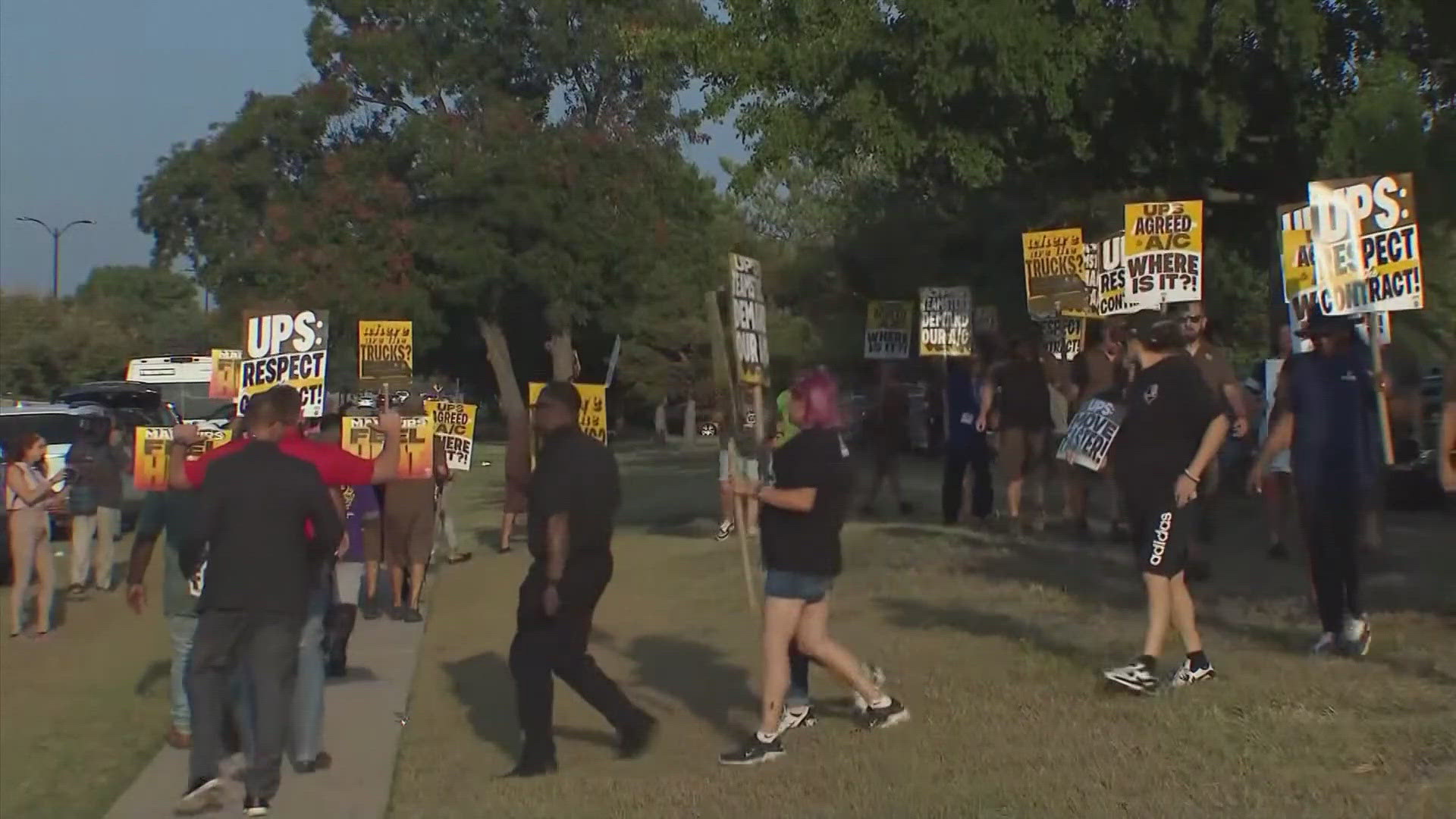 Teamsters union showed up in uniform to protest at the McKinney UPS facility after a driver crashes due to excessive heat.