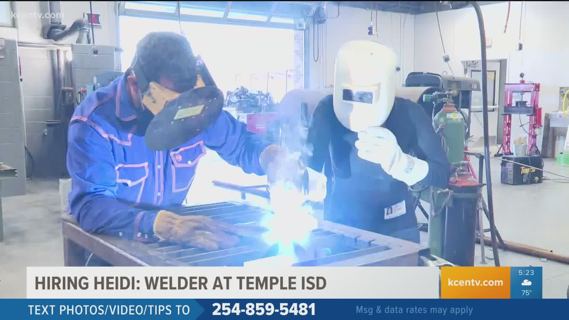 Heidi trades out her anchor seat to be a welder at Temple ISD.