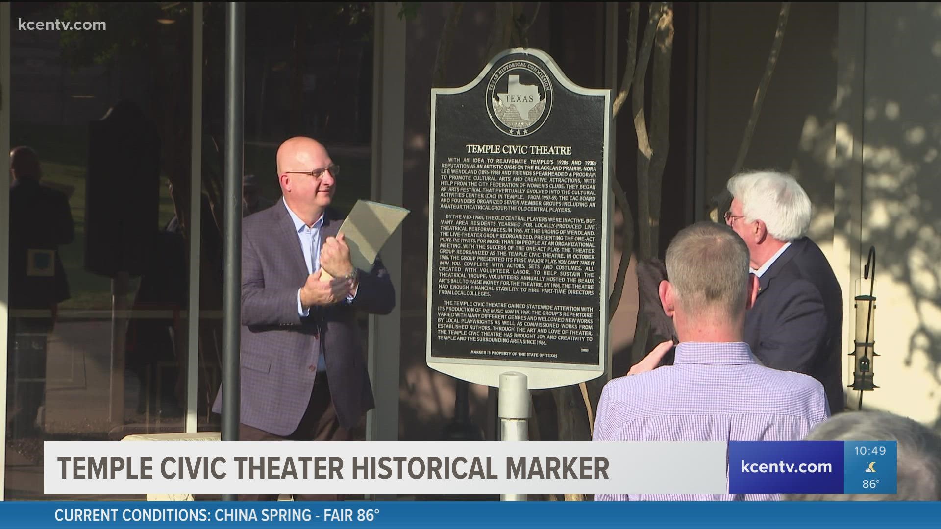 The landmark sign was unveiled in a free ceremony just before the debut of the theater's latest production Friday evening.