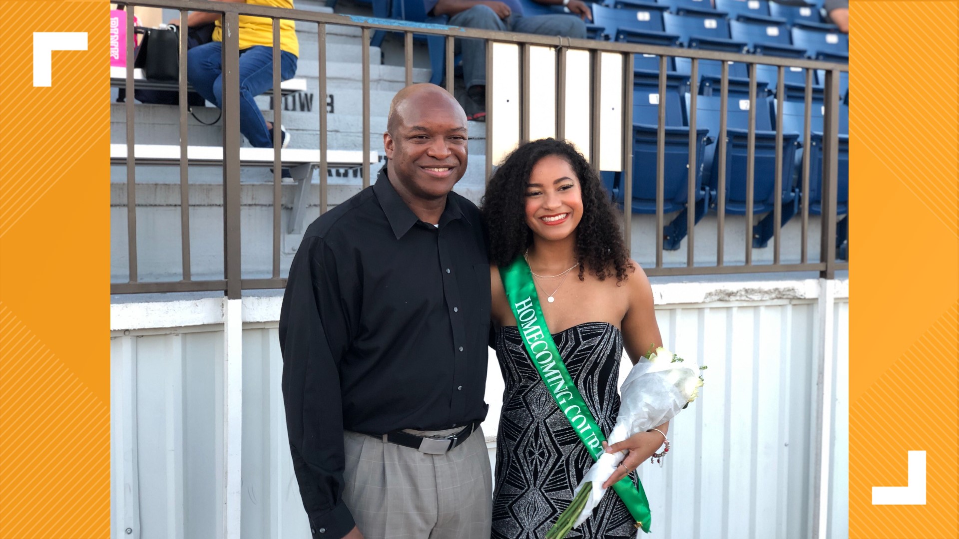 A local homecoming queen finalist was surprised by her dad who returned home from deployment in Kuwait.