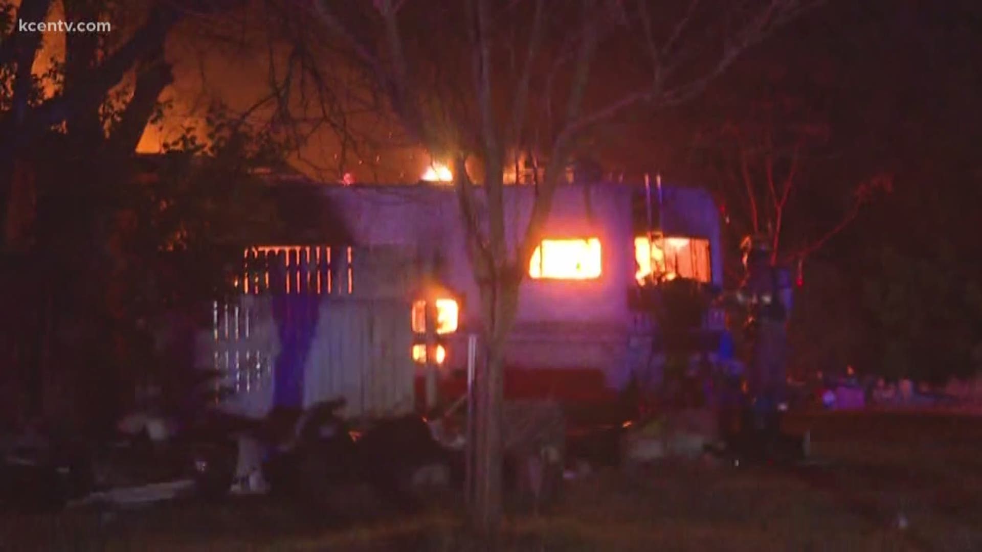 Jamie Kennedy reported live from the scene where a trailer home caught fire early Thursday morning in Belton.