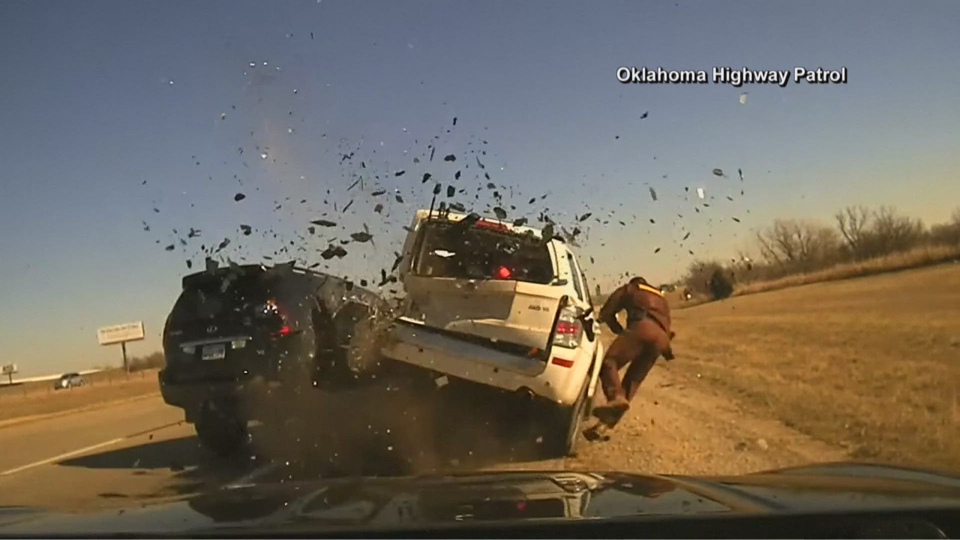 Check out this scary dashcam footage of a Highway Patrol officer being struck.