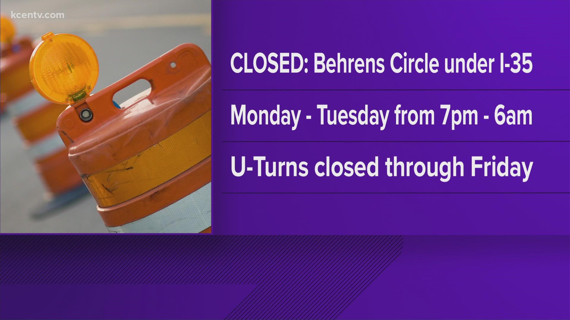 Drivers in Waco should expect road closures especially around the Behrens Circle area.