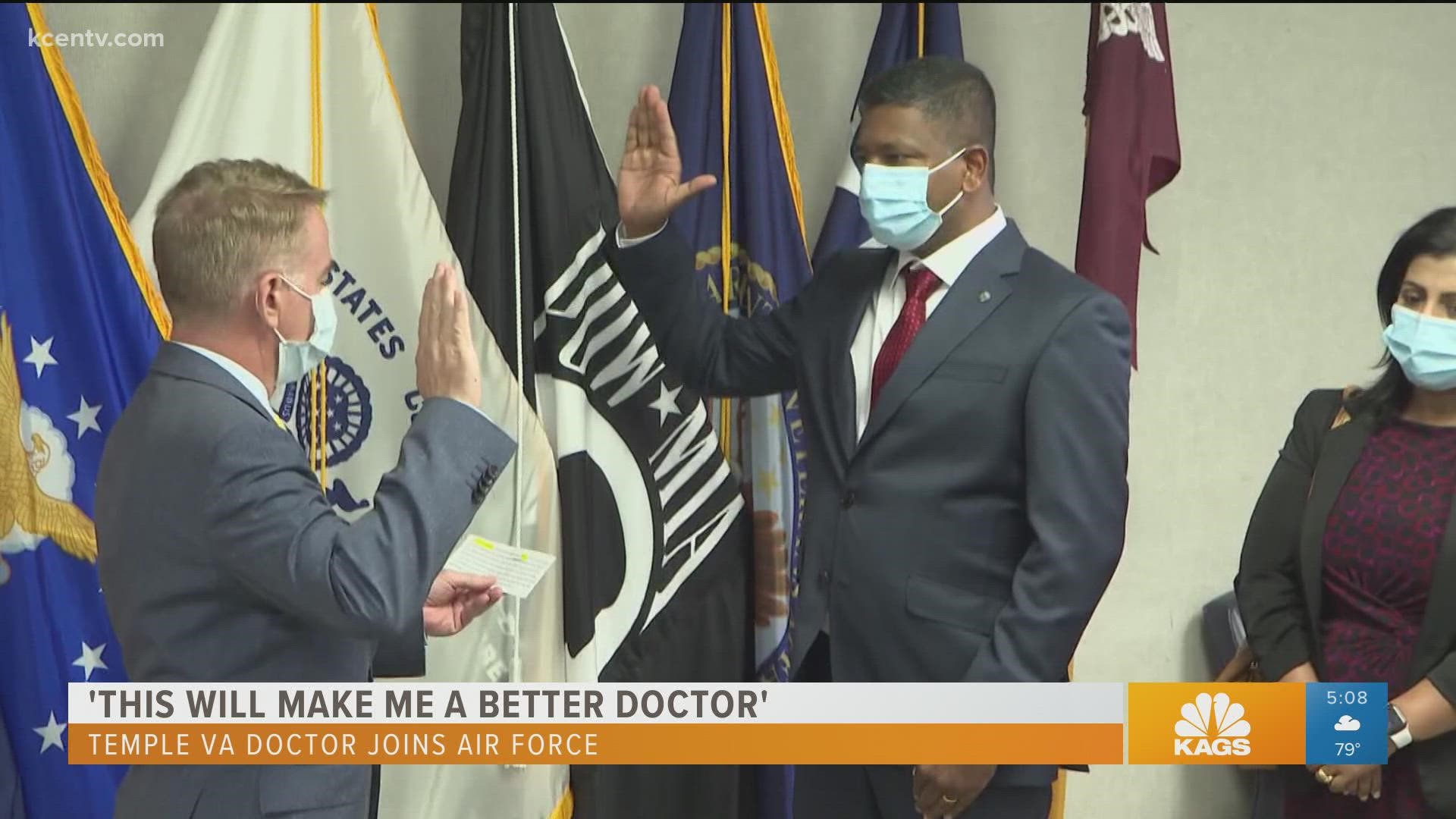 In order to be a better doctor for his patients at the Veterans Affairs Hospital in Temple, one local physician swears in to serve in the United States Air Force