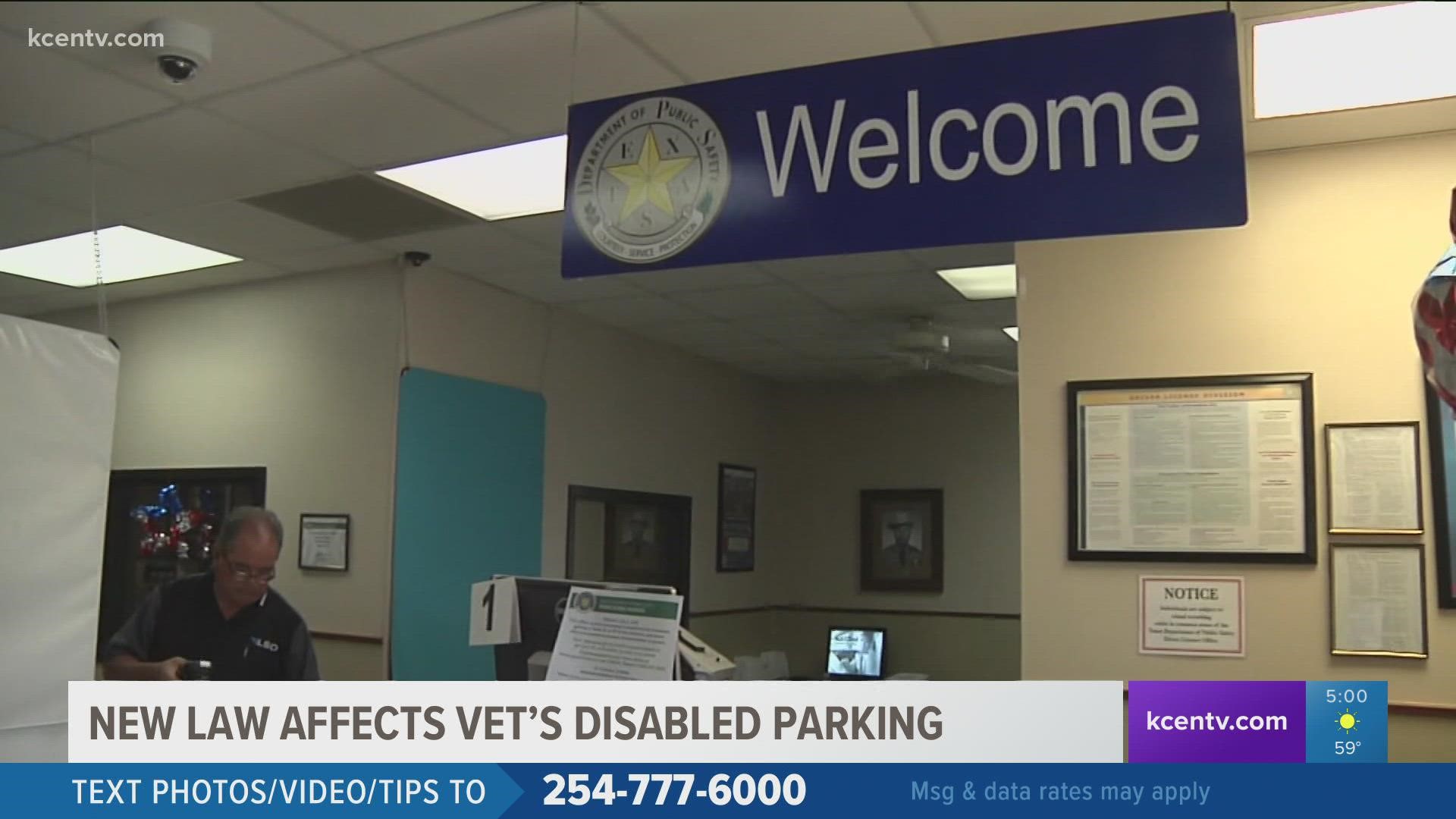 A new Texas law is changing what veterans need to apply, or reapply, to park in disabled parking.