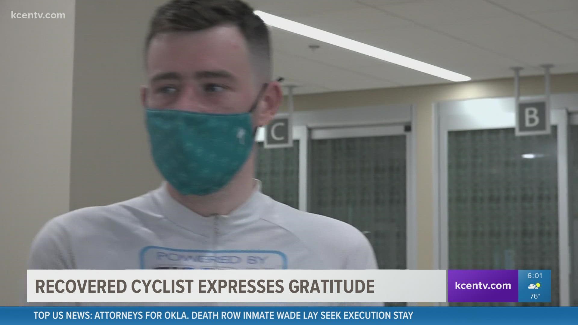 The world-record cyclist says he would not have his life today or be able to do what he loves if it wasn't for healthcare workers and first responders in Temple.