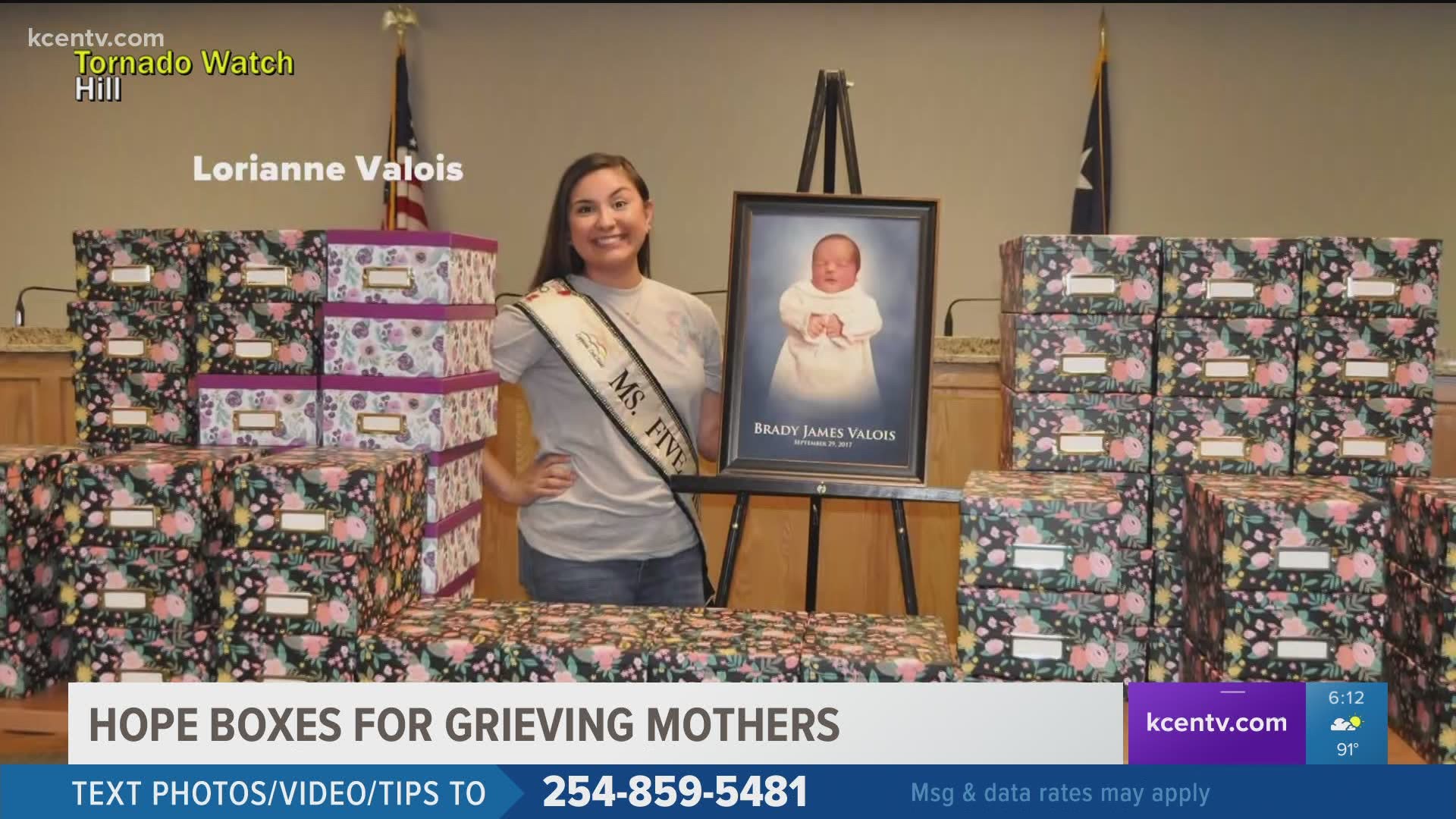 A total of 60 boxes are set to be distributed to three local hospitals to help mothers during their toughest moments.