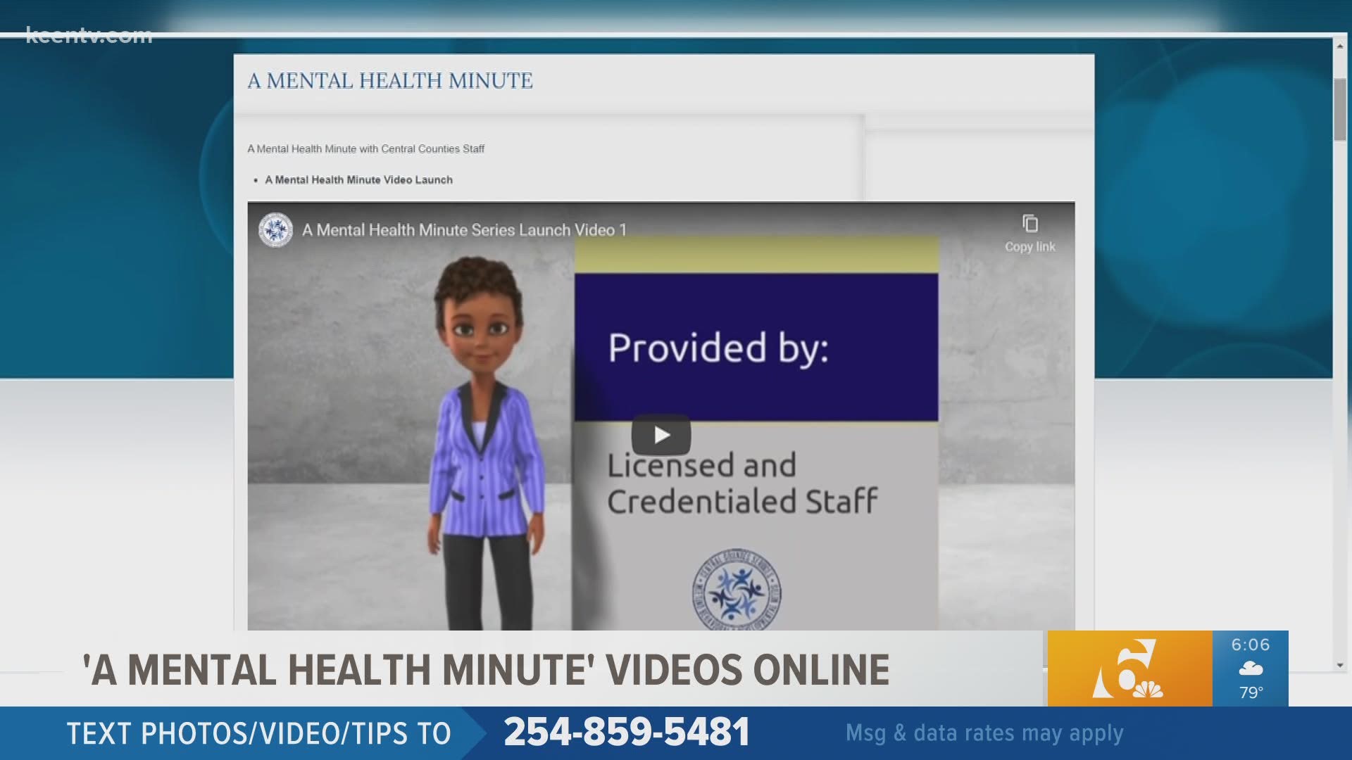 Local clinic releasing 'mental health minute' videos to help those dealing with increased stress and anxiety during the pandemic.