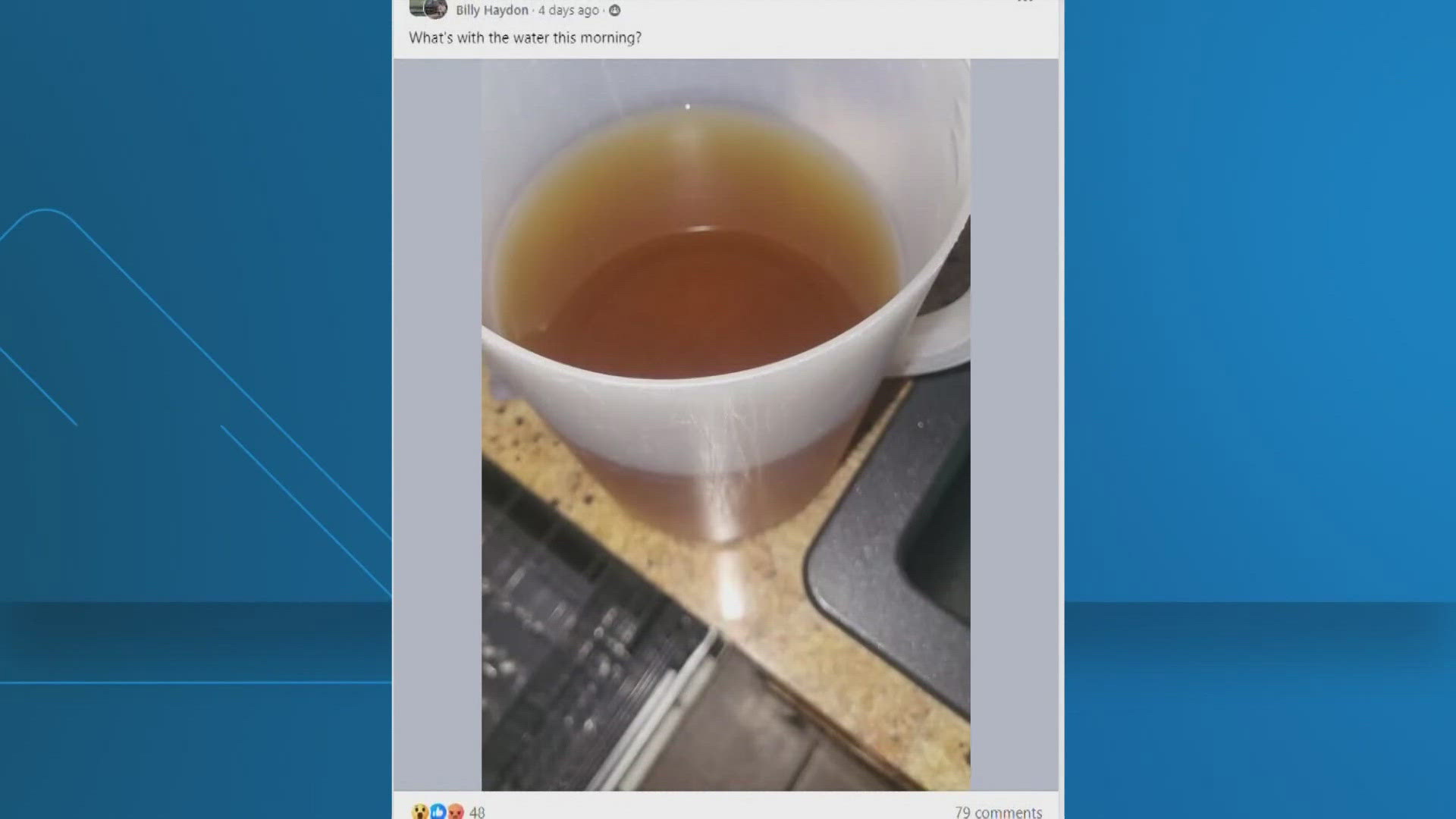 The Salado Water Supply Corporation says that the discoloration is due to Manganese, which despite its unpleasant appearance, is safe to consume.