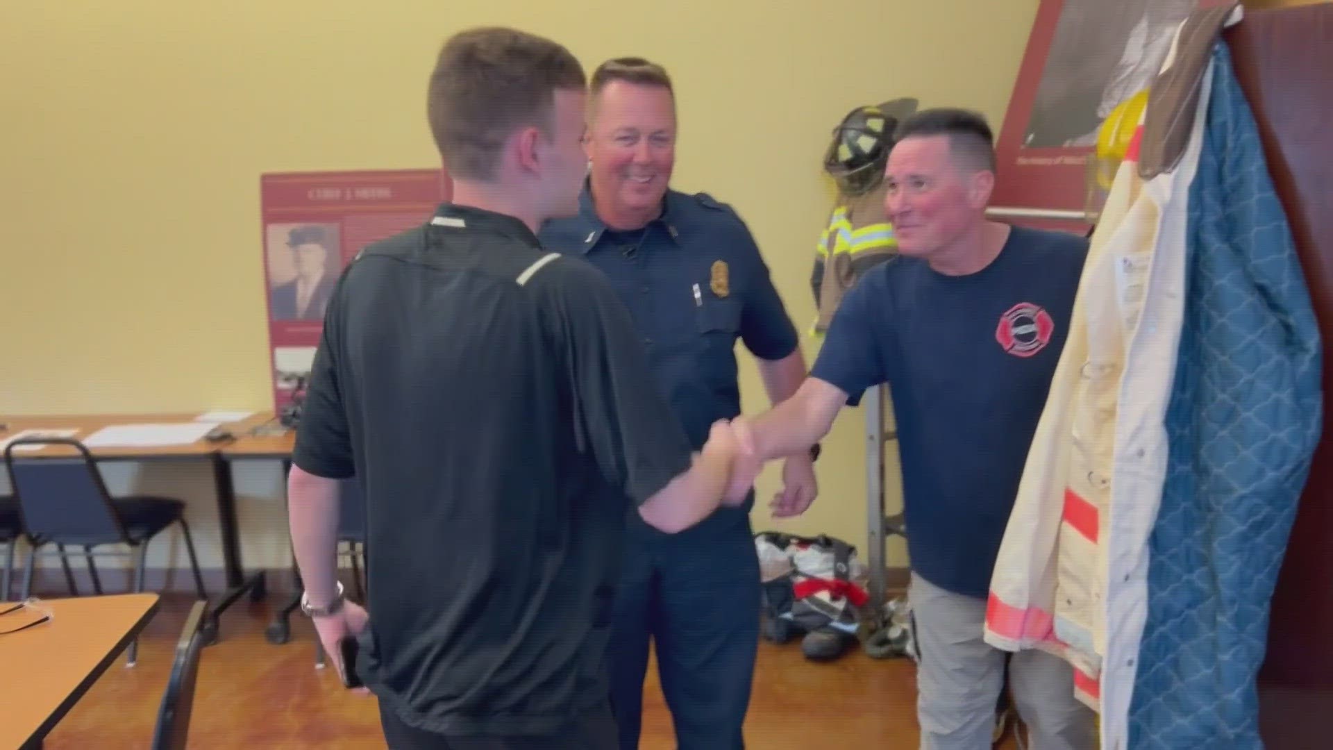 Dylan Ostlund was 14-years-old when he nearly drowned in a flooded Harris Creek. Seven years later, he finally got to thank his heroes at the Waco Fire Department.
