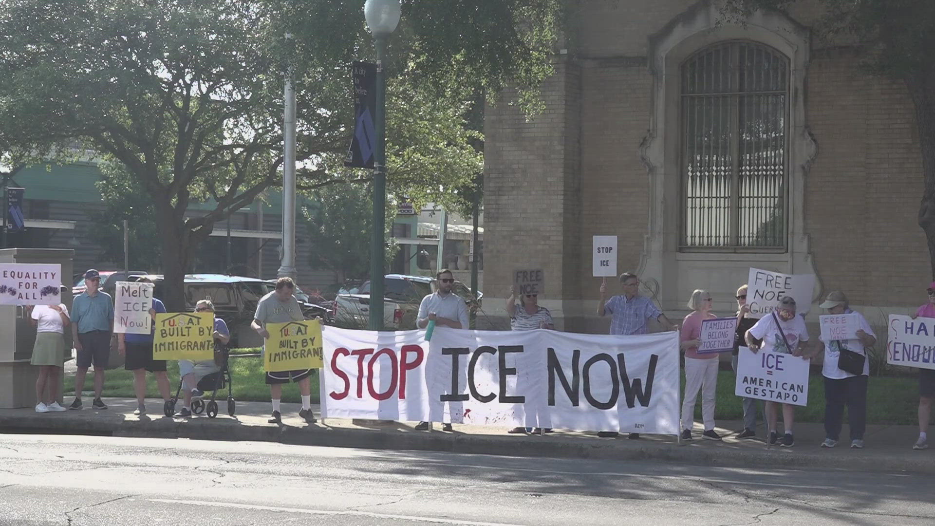 Local and state wide groups joined citizens to protest the treatment and detention of local Waco man Noe Guerrero.
