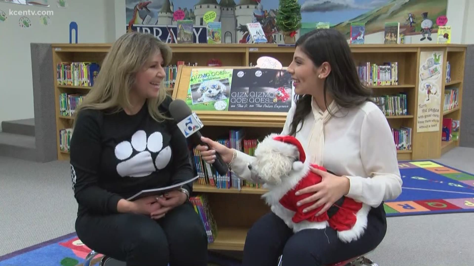 The author of the Gizmo Goes book series visits Williams Ledger Elementary school with her rescue pet, Gizmo.