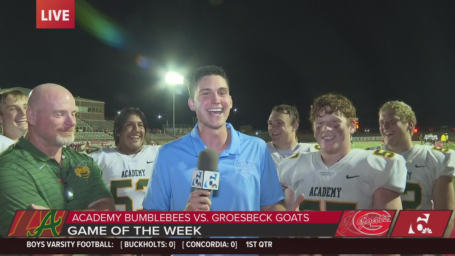The Academy Bees are awarded the FNL Week 3 Game of the Week Trophy