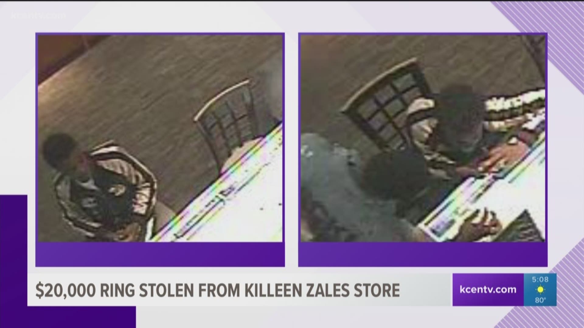 A $20,000 ring stolen from a Zales in Killeen. 