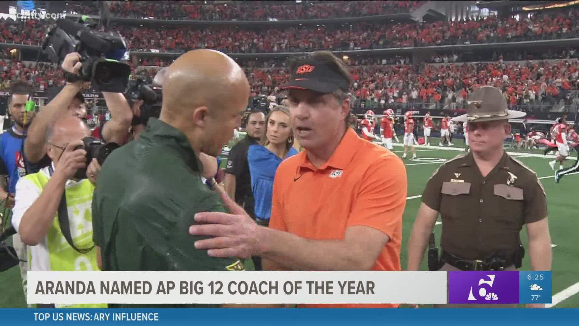 The University of Baylor is on a roll. After winning their game against OSU last weekend, their new head coach receives a huge honor.