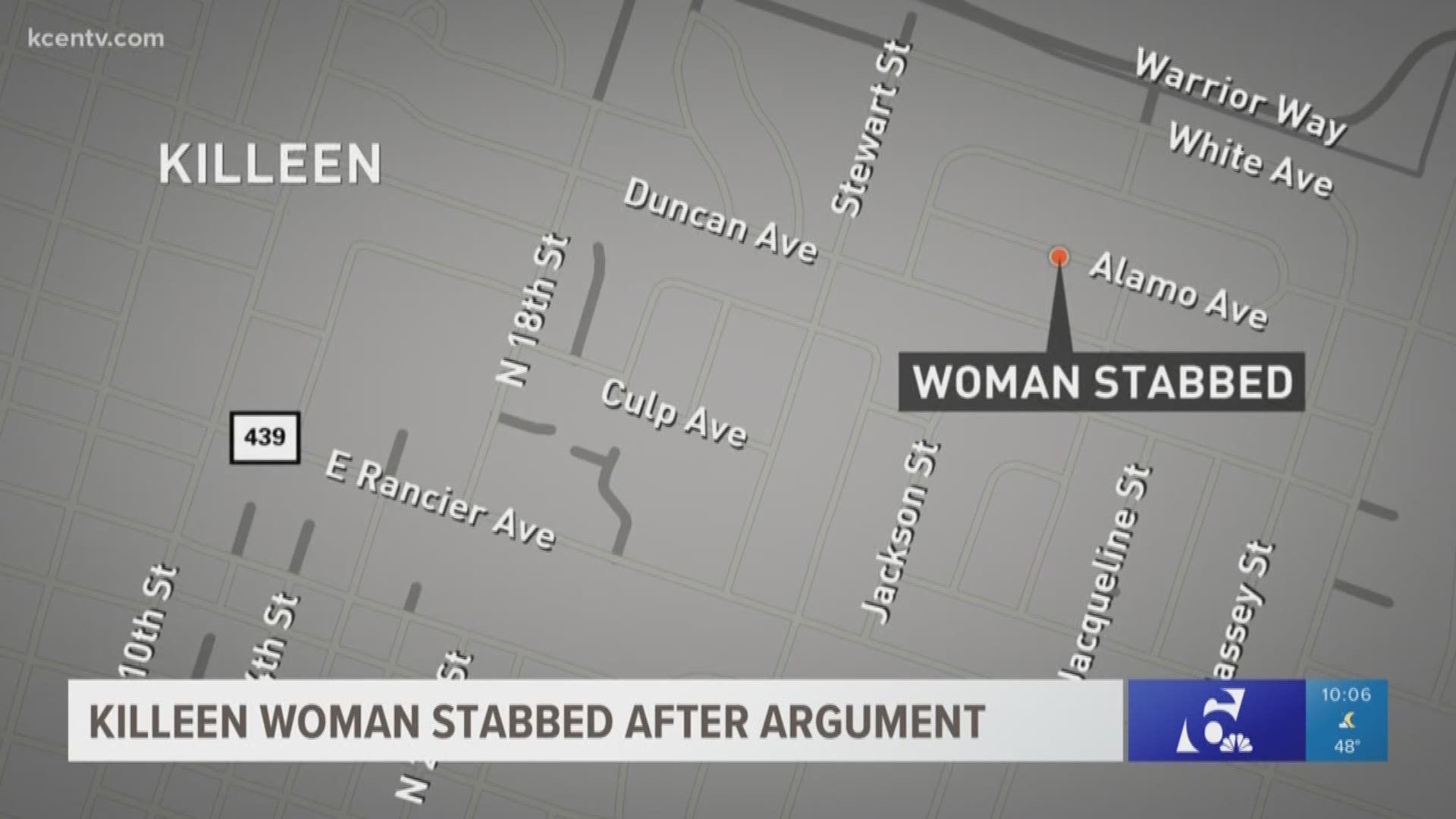 A 30-year-old woman was sent to the hospital after being stabbed by a male suspect during an argument.