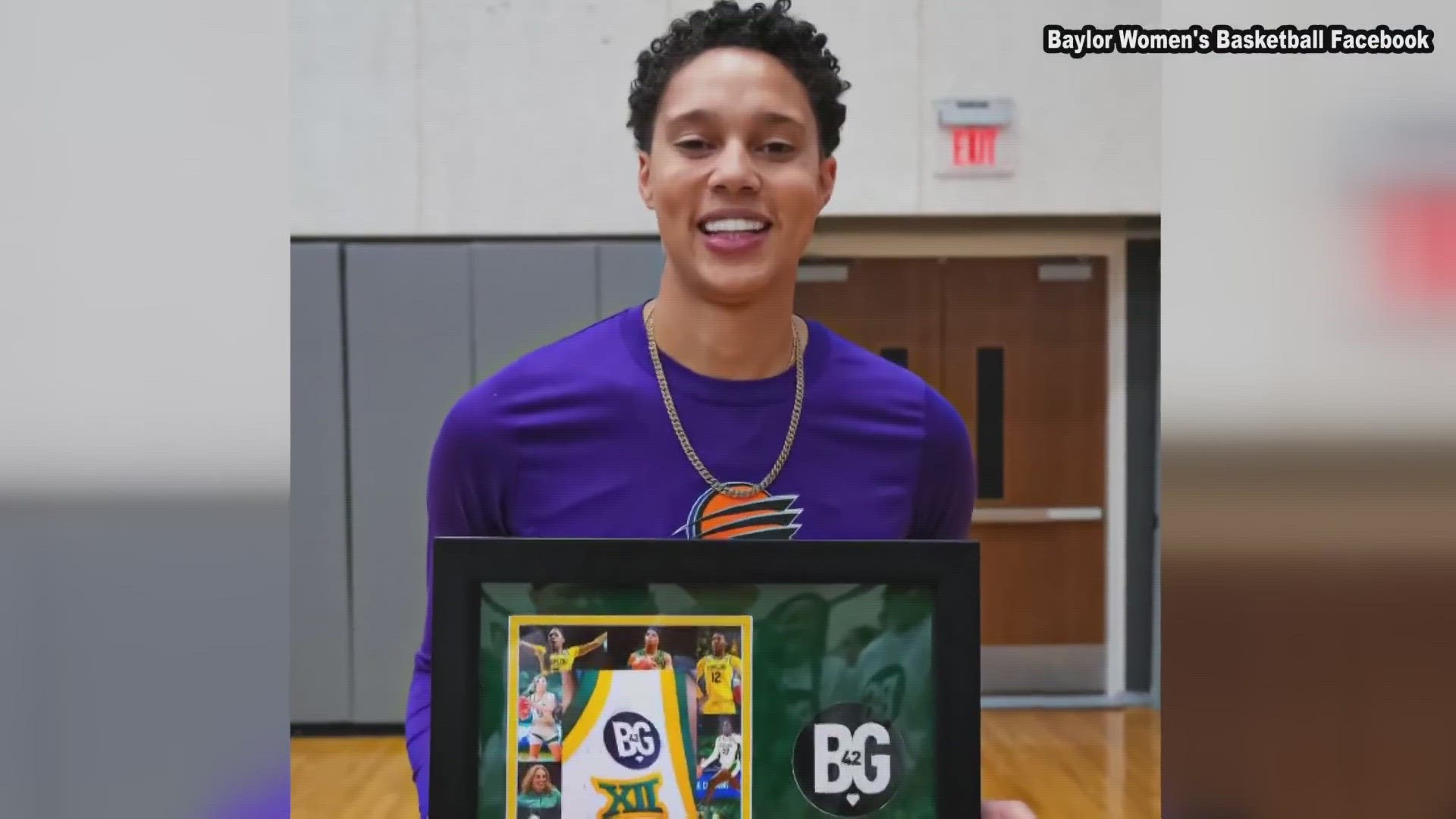 Before Griner's game in North Texas, she was met by her alma mater.