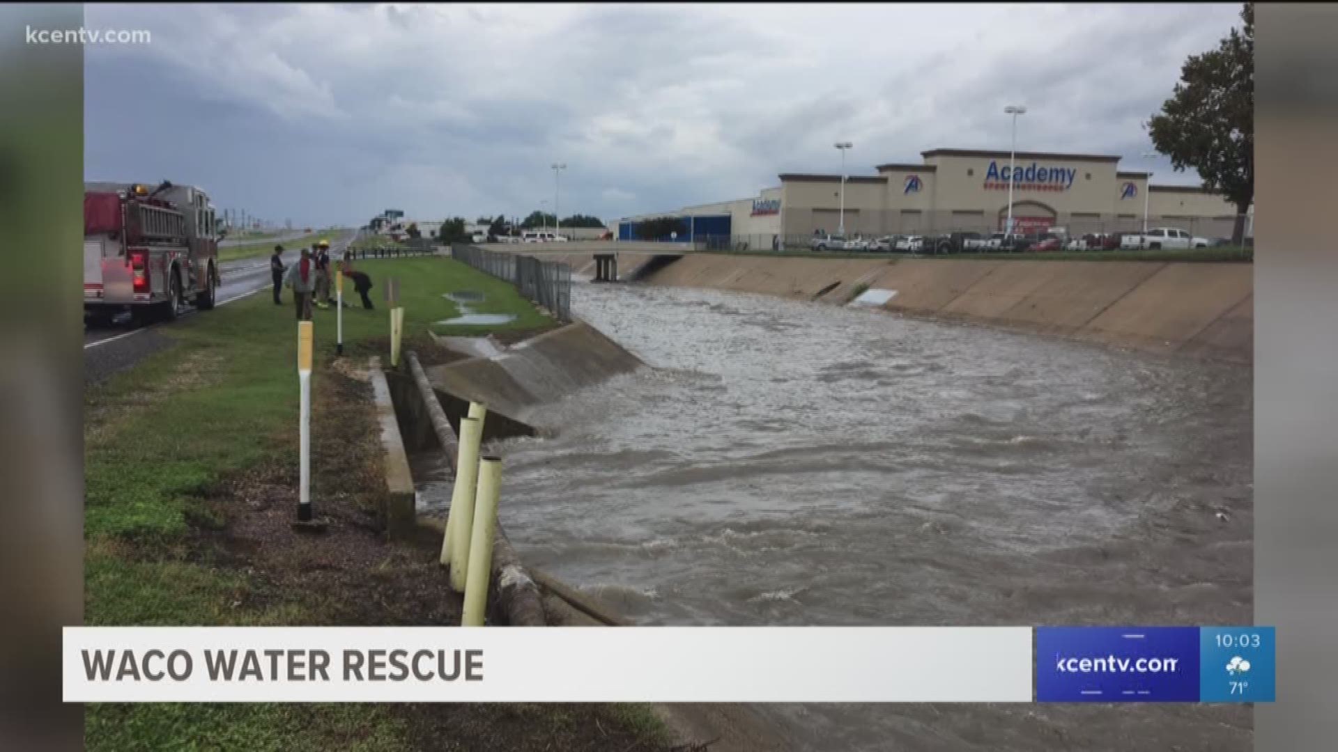 Two men were rescued after being stranded in a creek during rising waters.
