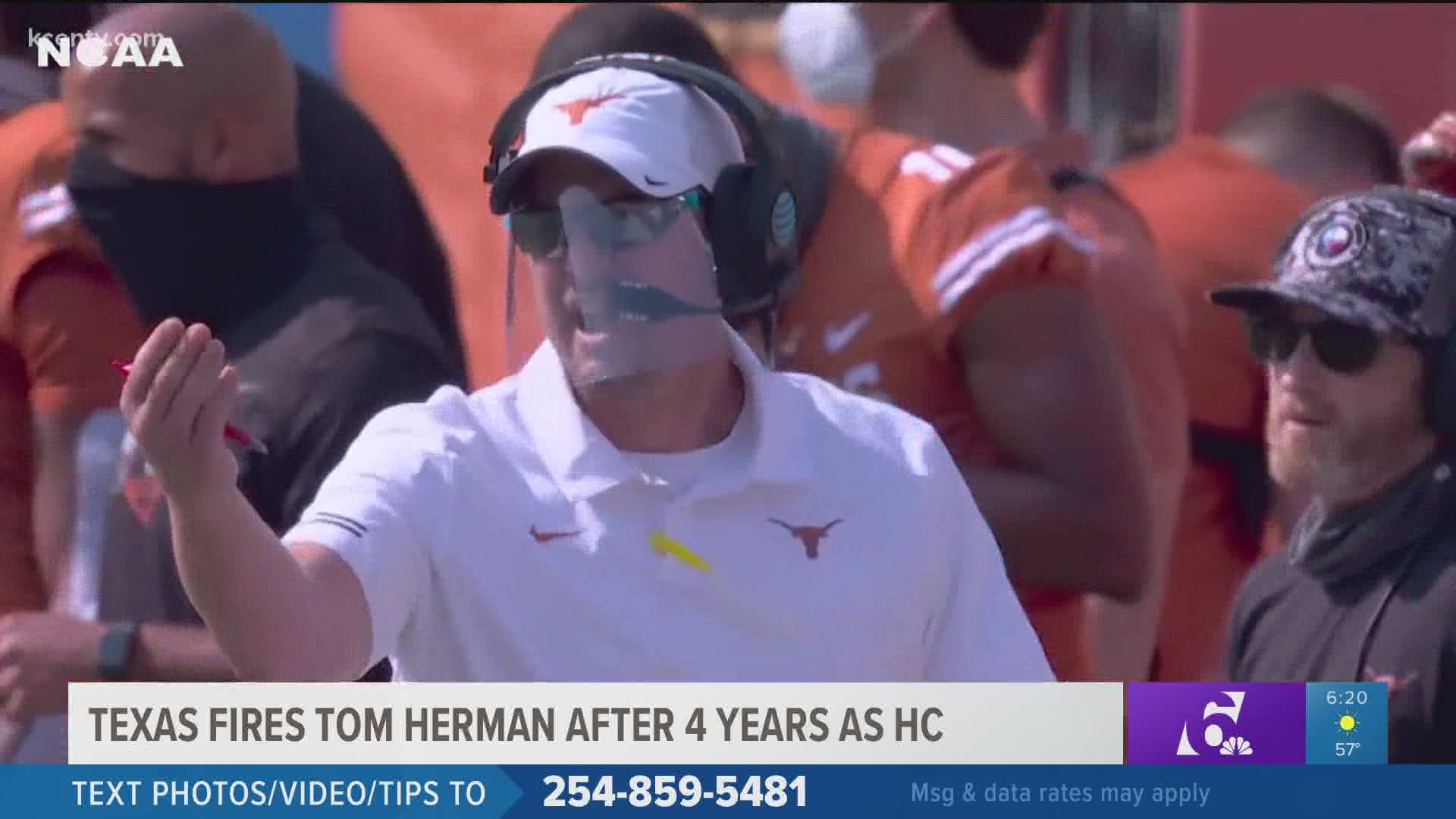 Tom Herman is out after four seasons with UT. Steve Sarkisian, Alabama offensive coordinator, has been hired as the new head coach.