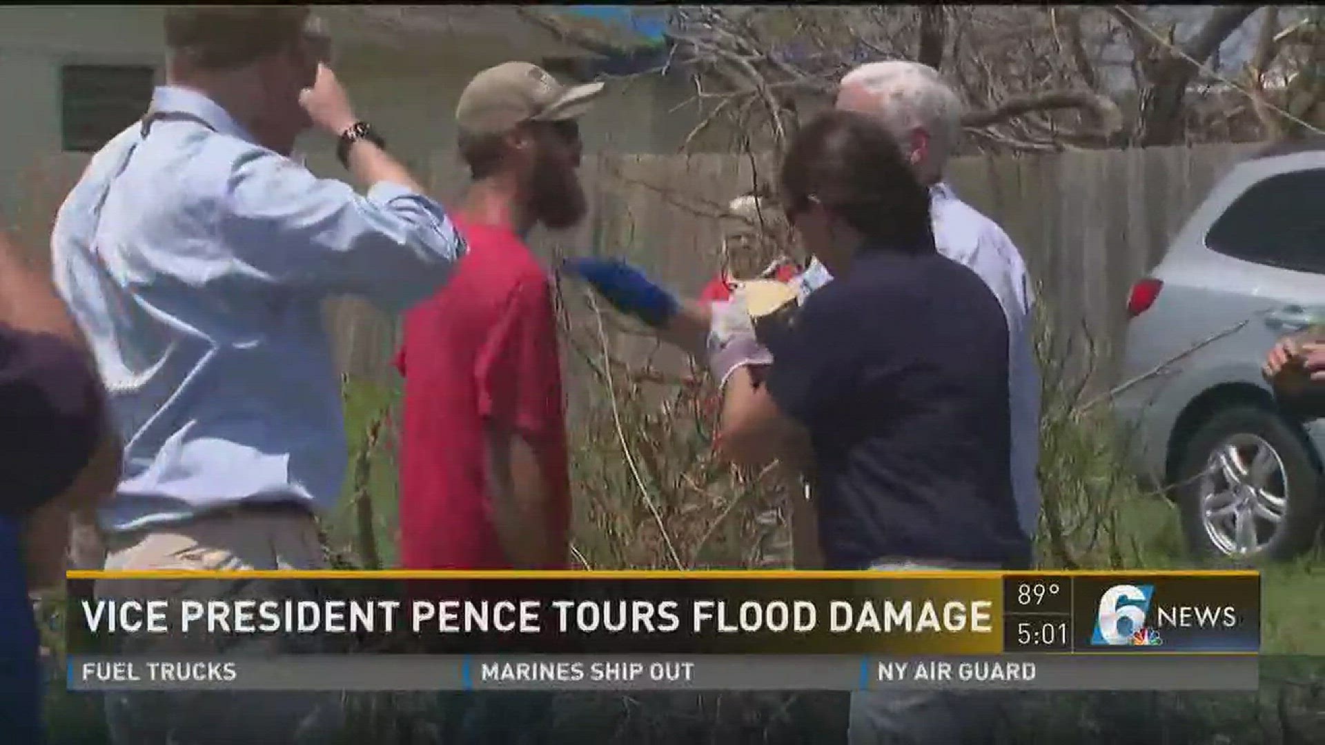 Vice President Pence tours flood damage
