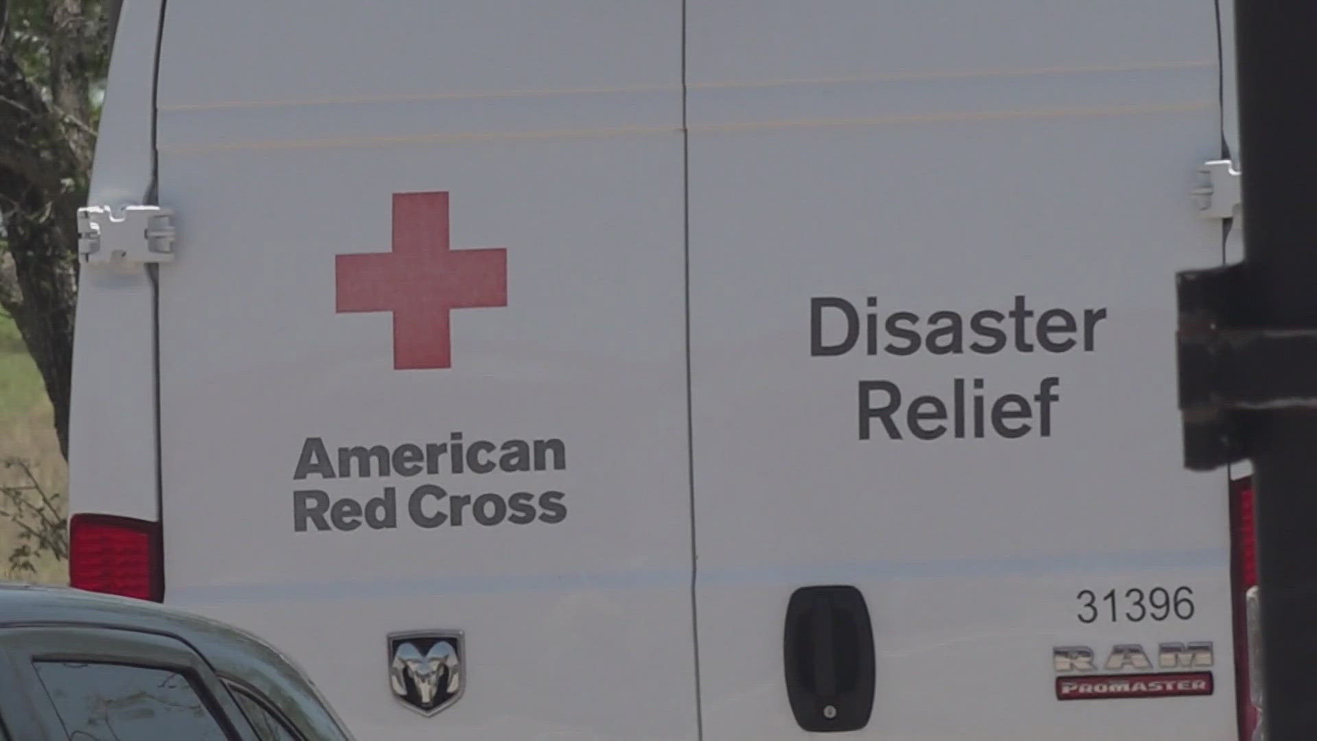 The Red Cross Heart of Texas is set up at the Wilson Park Recreation Center where they're housing displaced residents and heading their distribution of supplies.