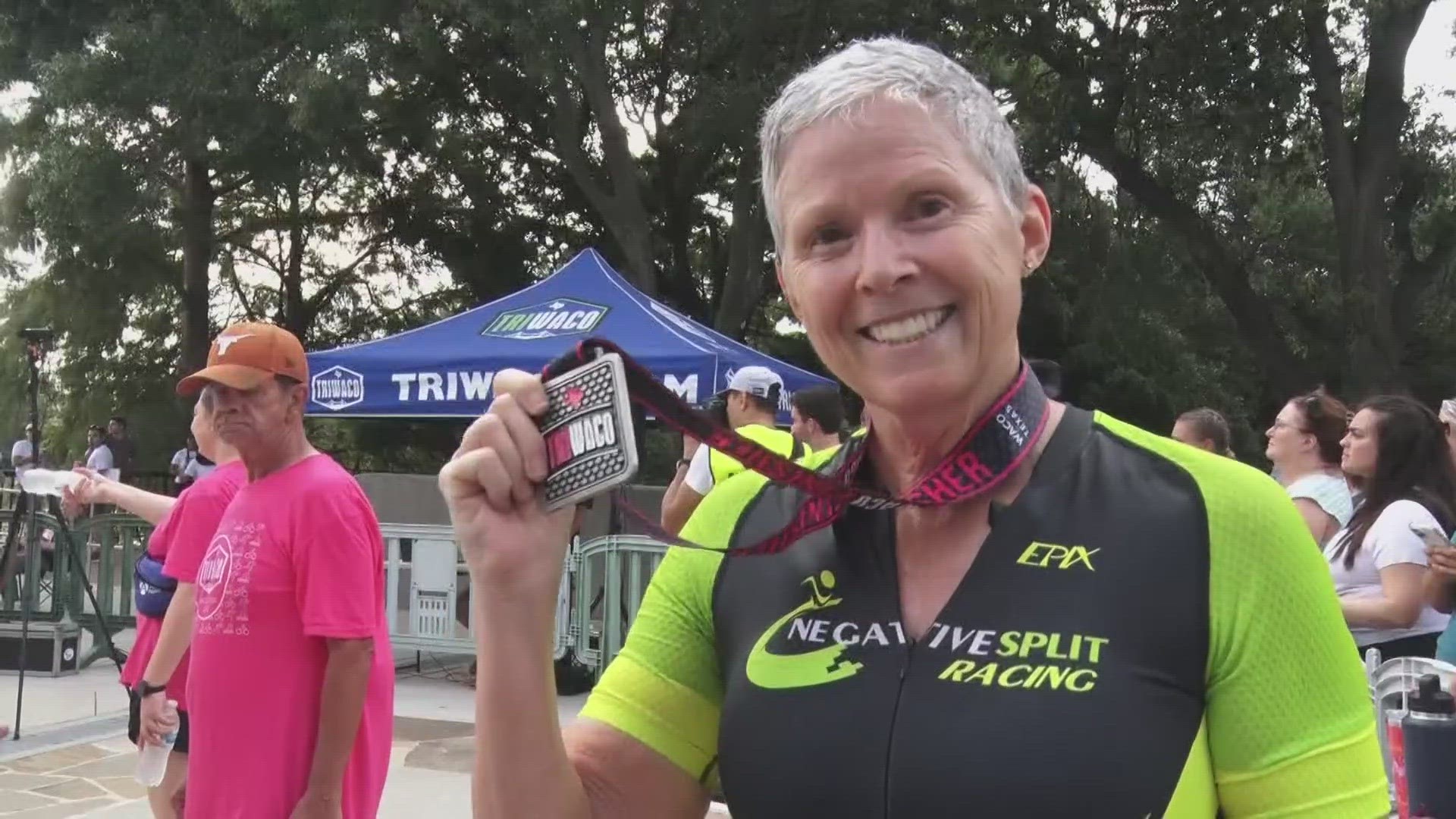 On July 9, 705 athletes swam, biked and ran their way around Waco. One athlete completed her comeback race after beating breast cancer just months ago.