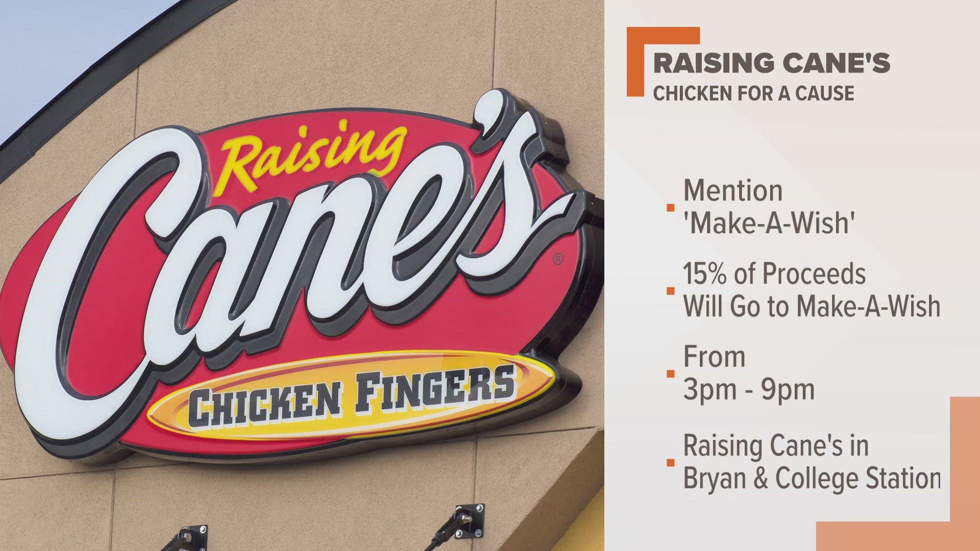 This is for the Raising Canes in Bryan & College Station.