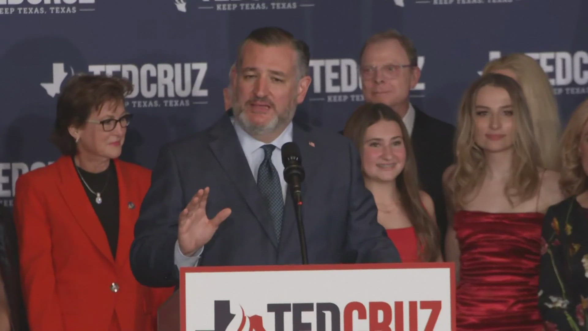 Ted Cruz held a victory party in Houston. 