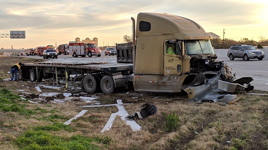 Driver hospitalized after jackknifed semitruck on I35