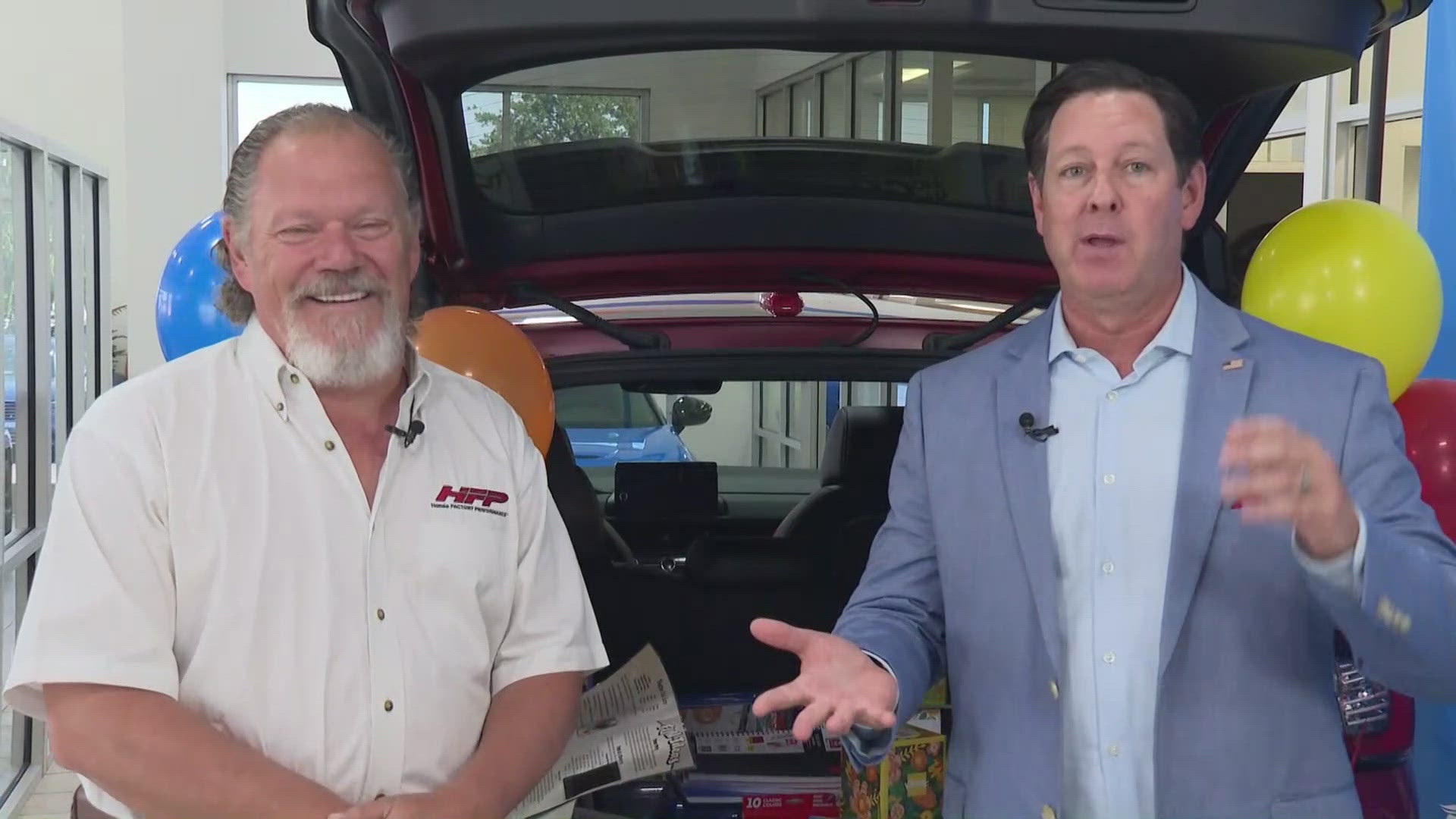 6 News Anchor Kris Radcliffe goes live from Greg May Honda in Waco to collect supplies for the Taking Care of Teachers Supply Drive.