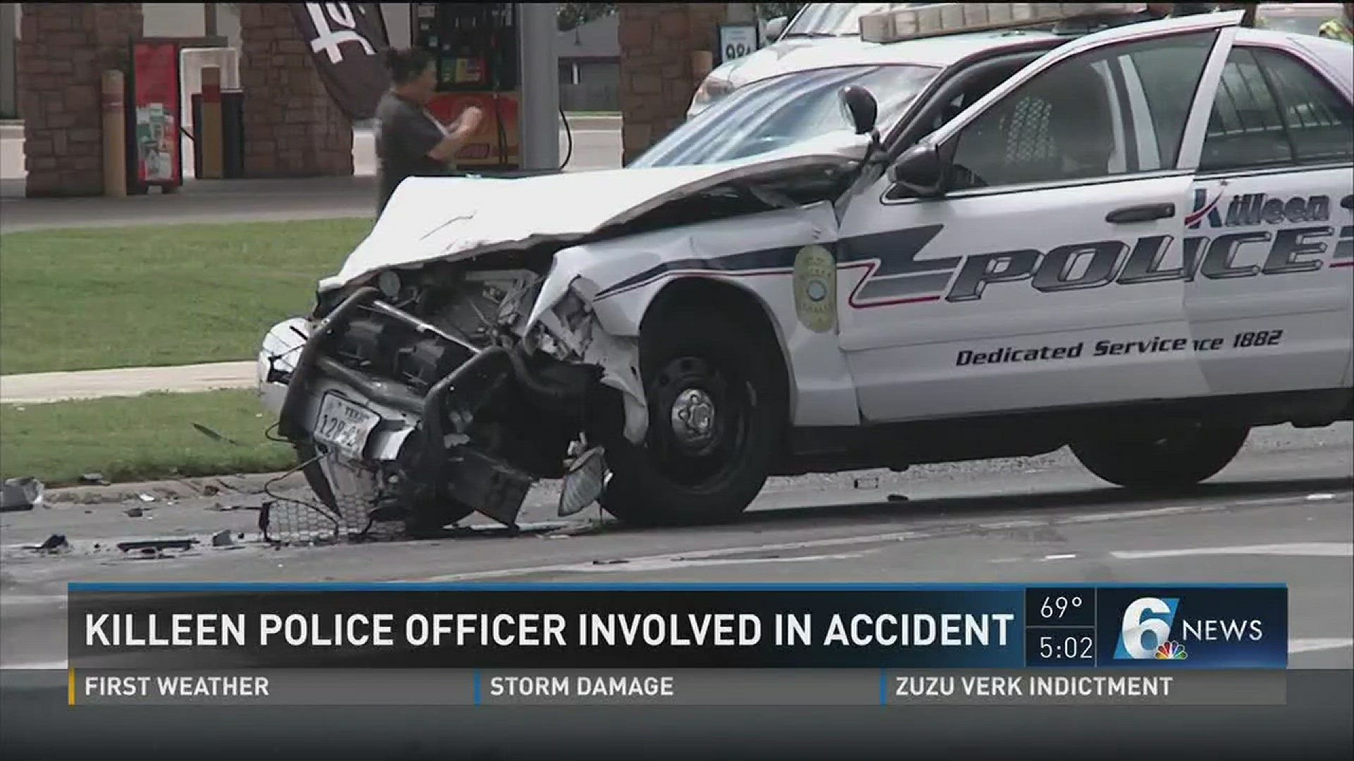 Four people, including a KPD officer, were taken to Seton Medical Center in Harker Heights after a crash in Killeen Sunday afternoon.