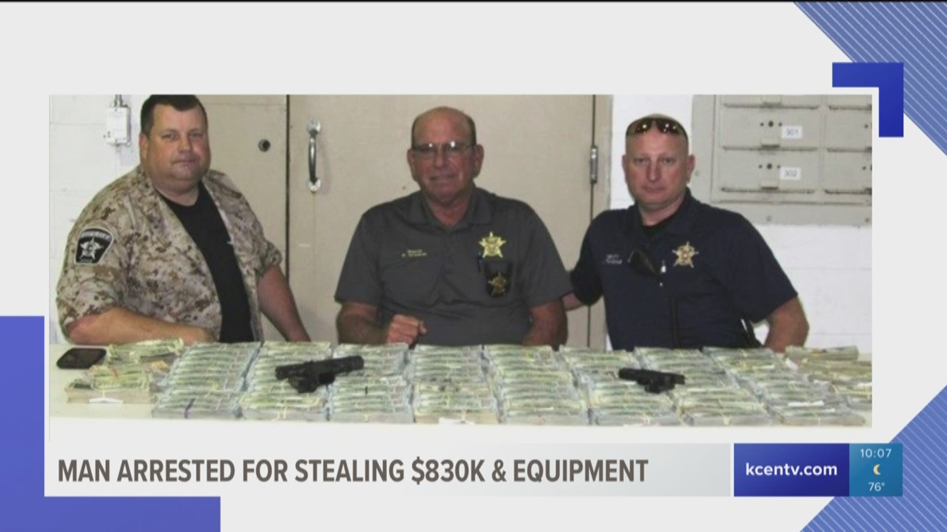A Rockdale man is behind bars after Milam County deputies found more than $830,000 on him, along with gambling equipment and guns. 