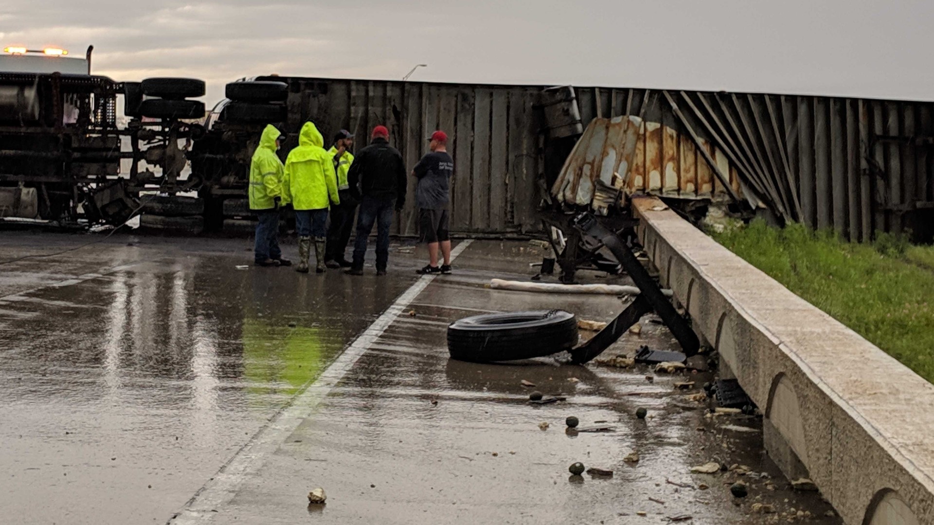 All northbound I-35 lanes in Salado were closed Wednesday after a semi carrying avocados and another truck collided.