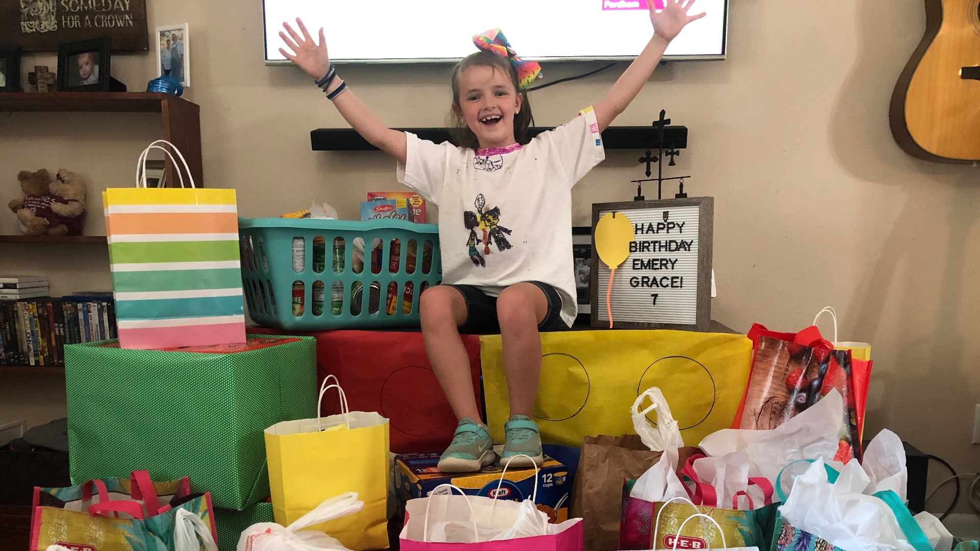 Emery Hobson is turning turning 7 years old, and all she wanted for her birthday this year was non-perishable foods for those less fortunate than her.