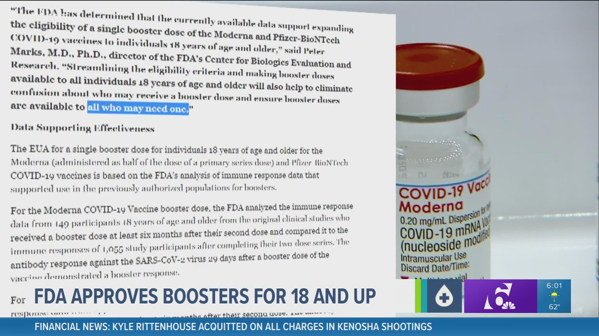 COVID boosters open for all US adults after FDA, CDC decisions