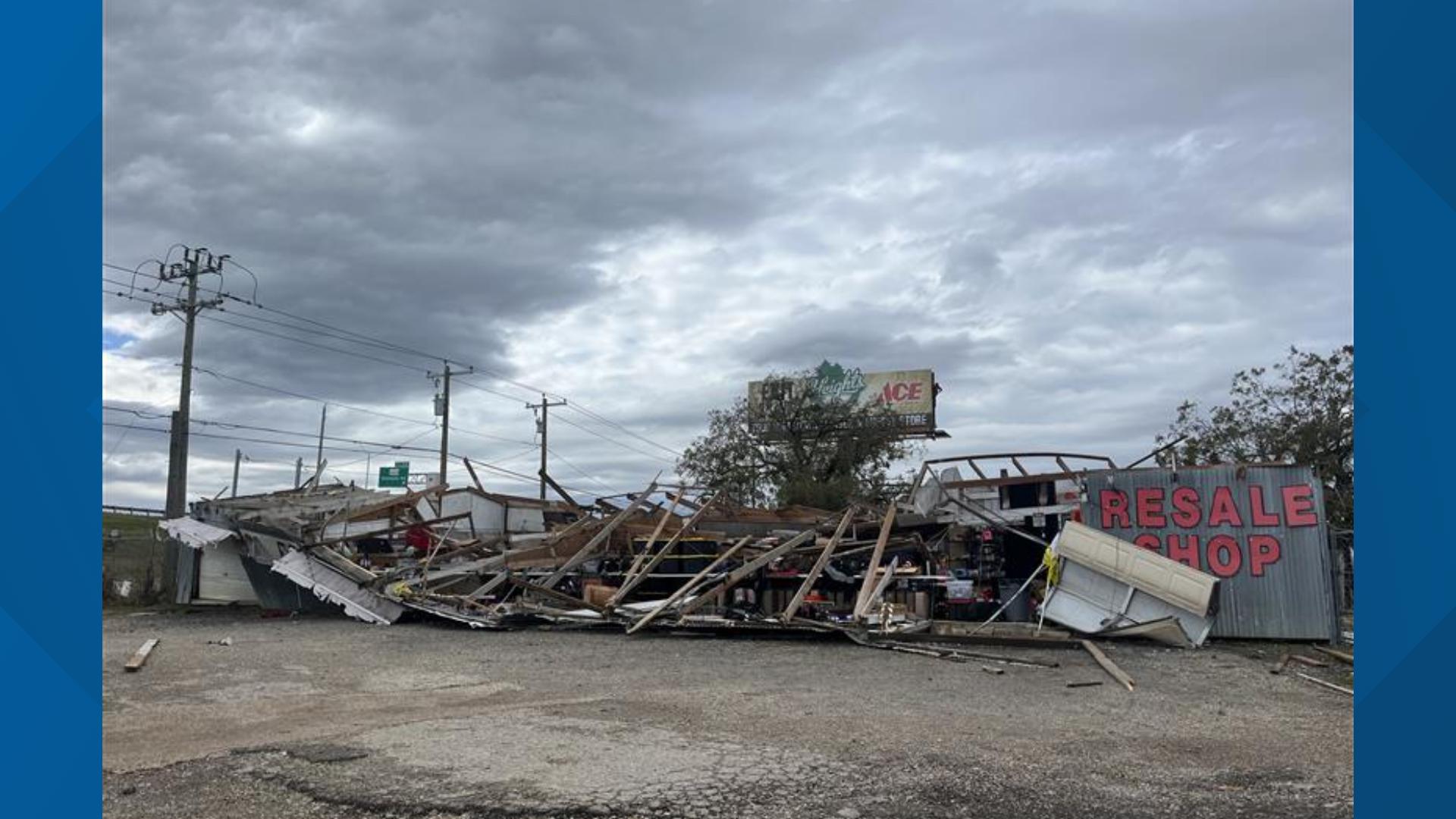 Gusts of up to 60 mph were reported in the area, along with rain, Monday morning.