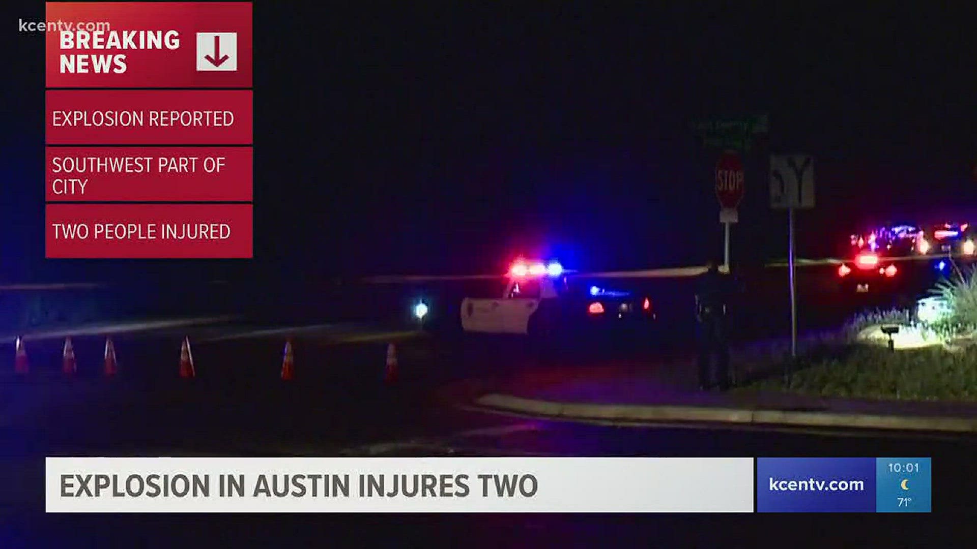 Two men confirmed injured after Austin explosion, non-life threatening.