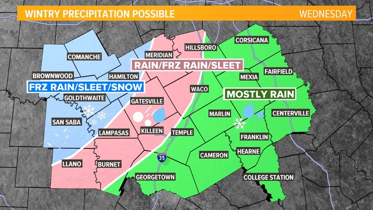 Rain, sleet, ice | Here's the timeline of when it could hit Central Texas