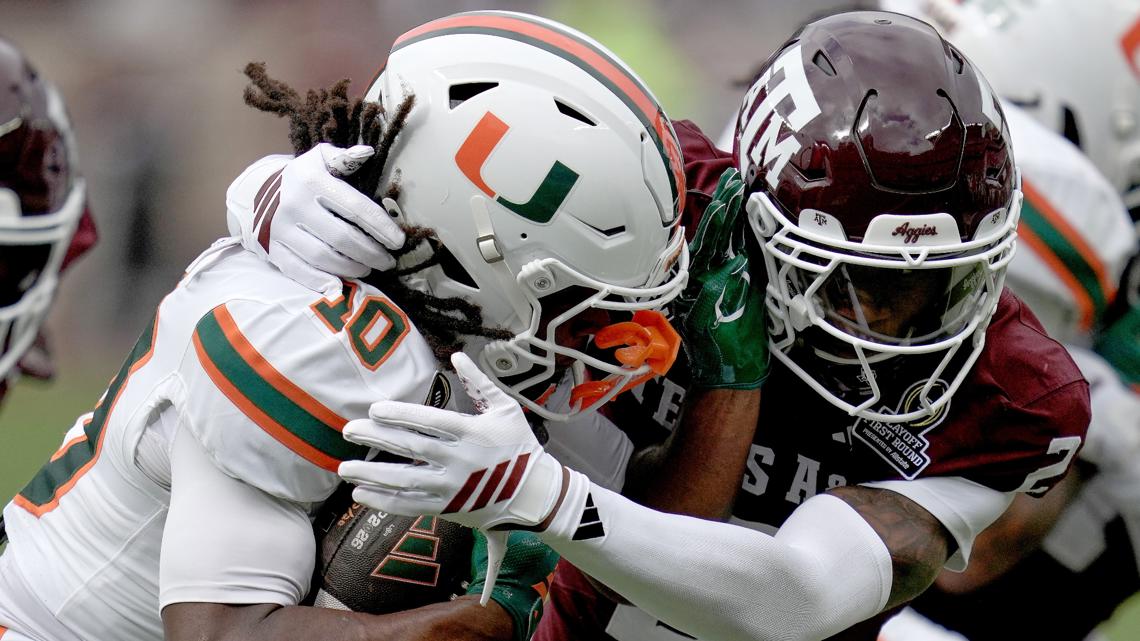 Texas A&M falls to Miami in defensive tilt in CFP First Round