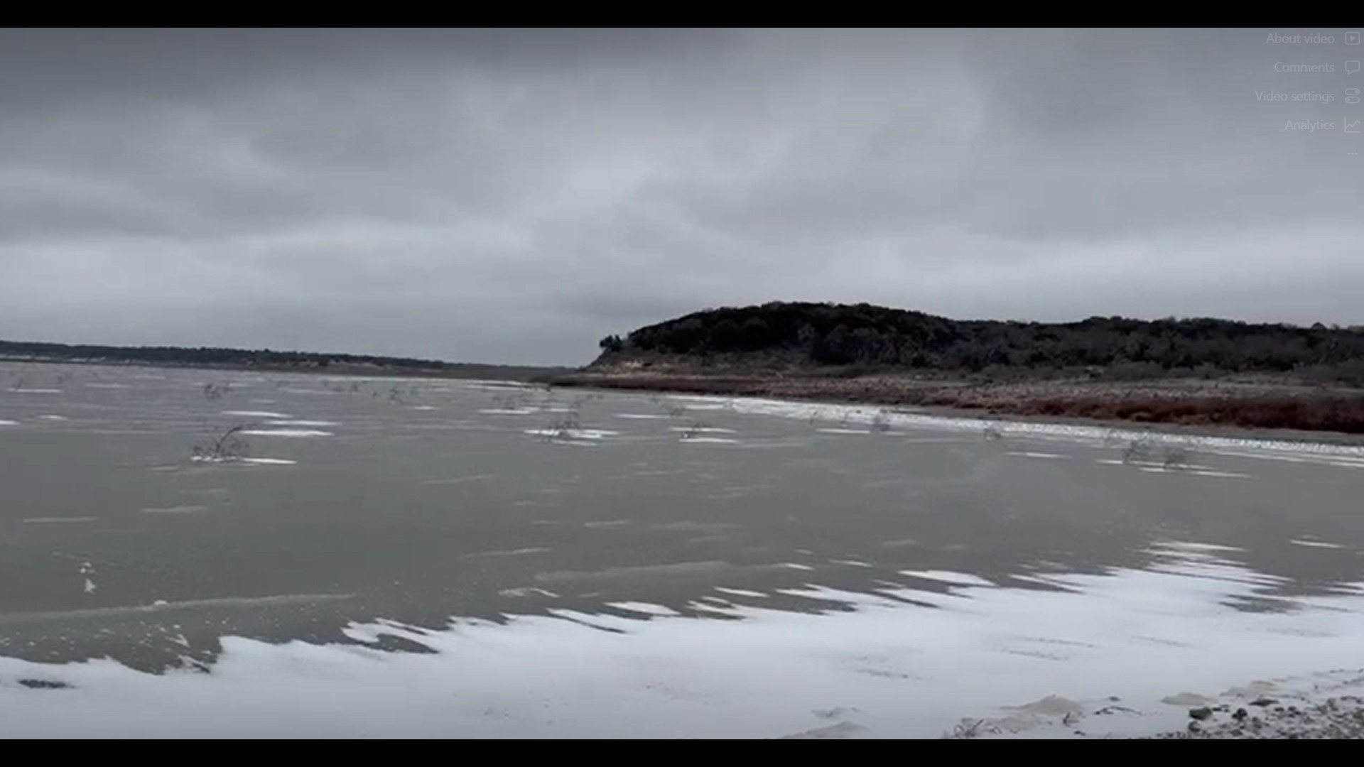 Video captured by 6 News viewer Diana Gtz shows ice all over Belton Lake.