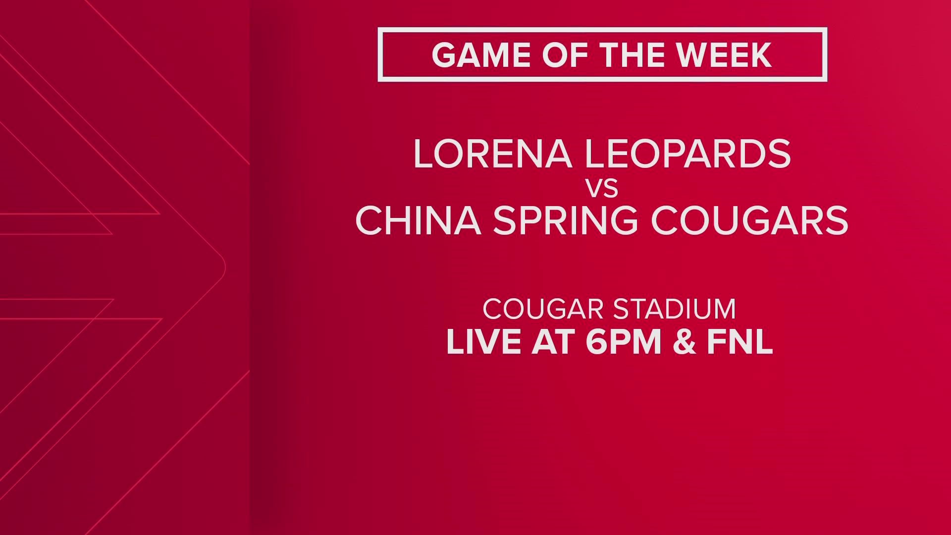 China Spring and Lorena are our two featured opponents in the Game of the Week