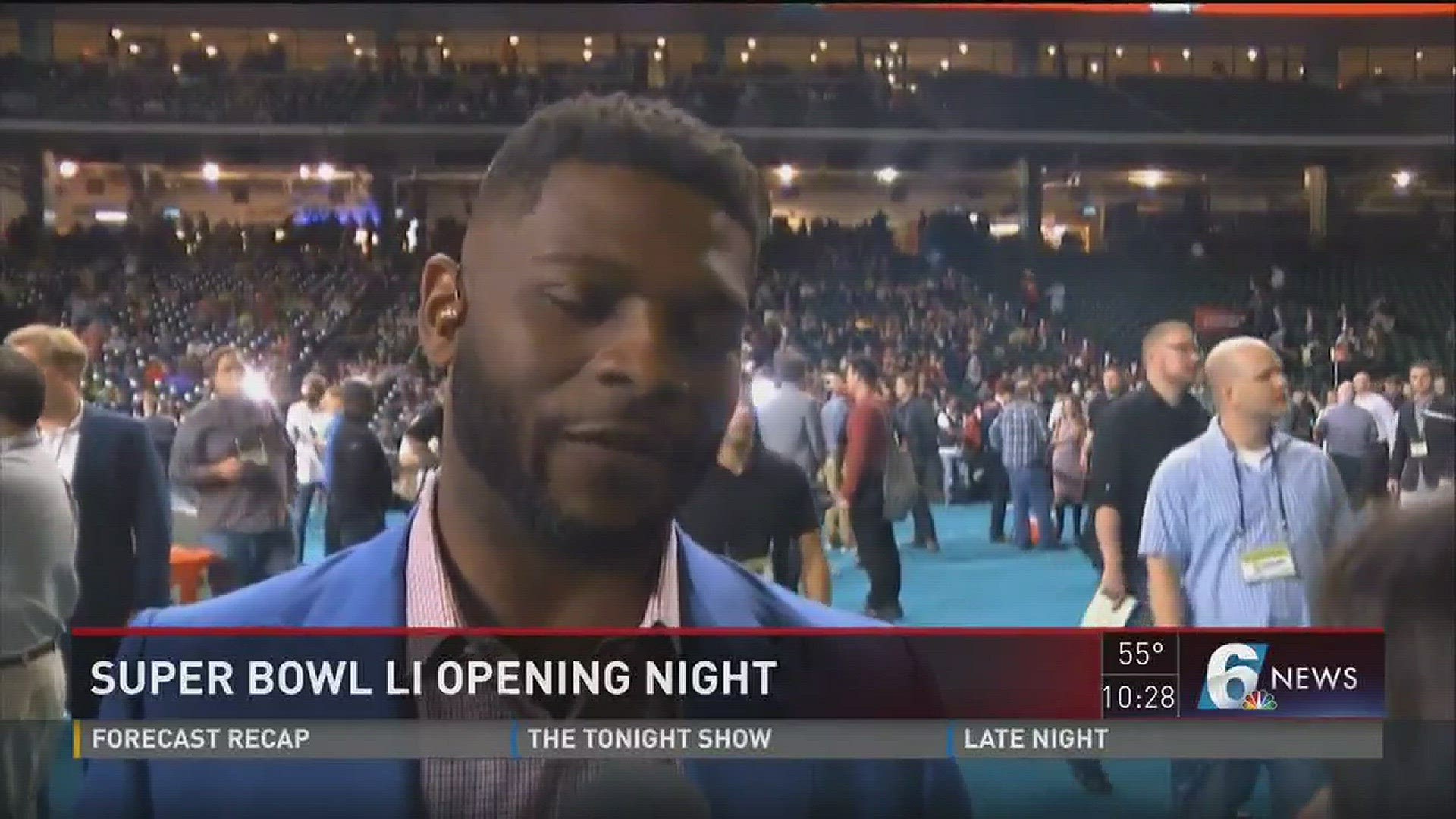 Nick Canizales and Jessica Morrey report from opening night at Super Bowl LI  with an interview with Waco native Ladanian Tomlinson.