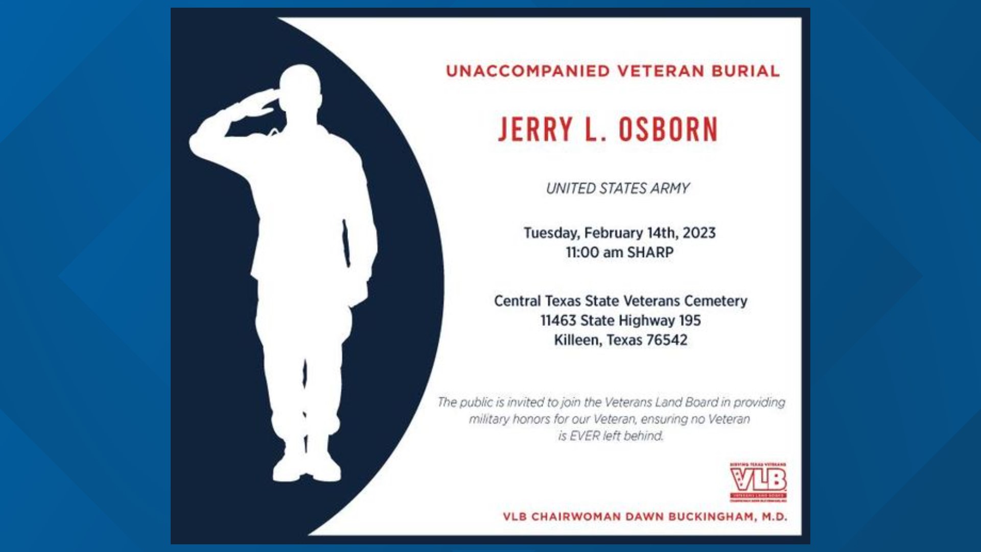 Unaccompanied Veteran Burial for Private Jerry L. Osborn | kcentv.com